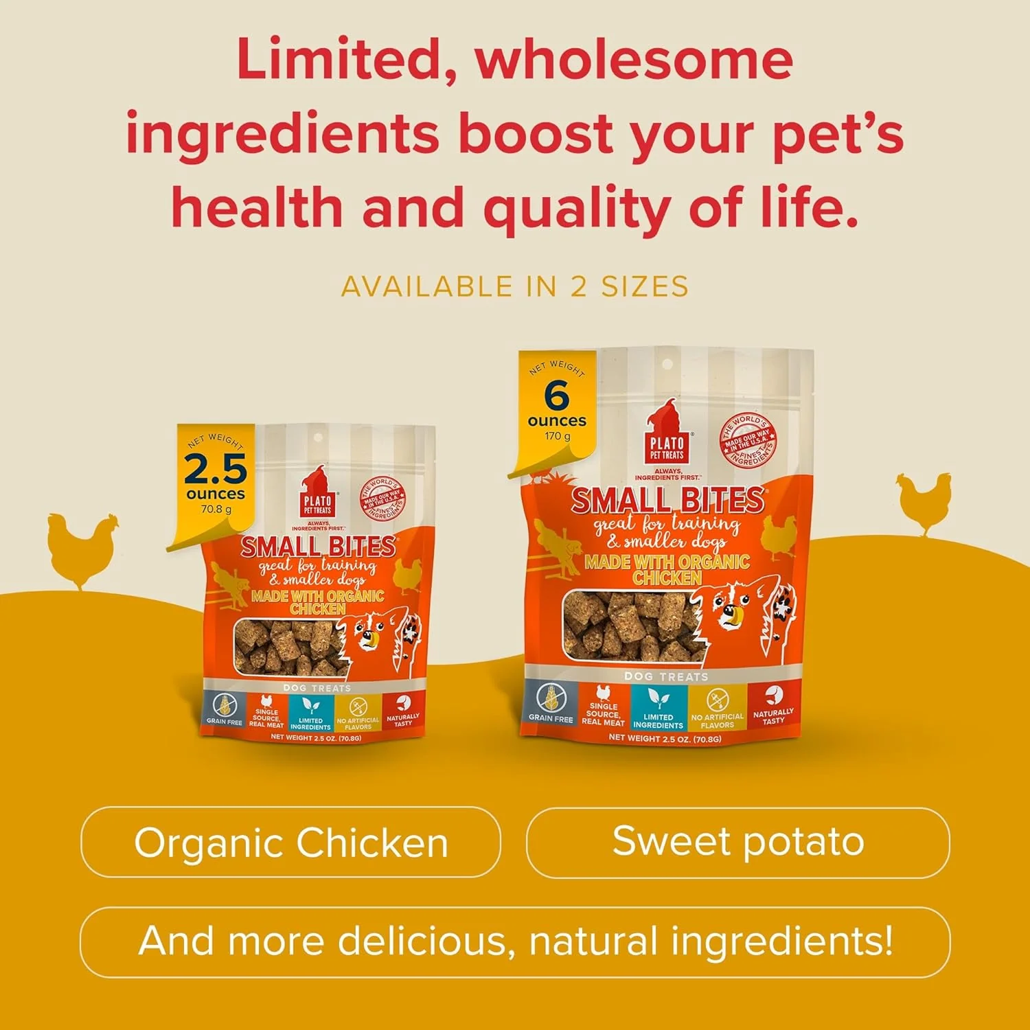 PLATO Small Bites Dog Treats, Natural Bite Sized Real Meat & Chicken Flavor, Grain Free & High in Protein, Air Dried Authentic Ingredients, 2 Calories Per Treat, Made in the USA - Image 4