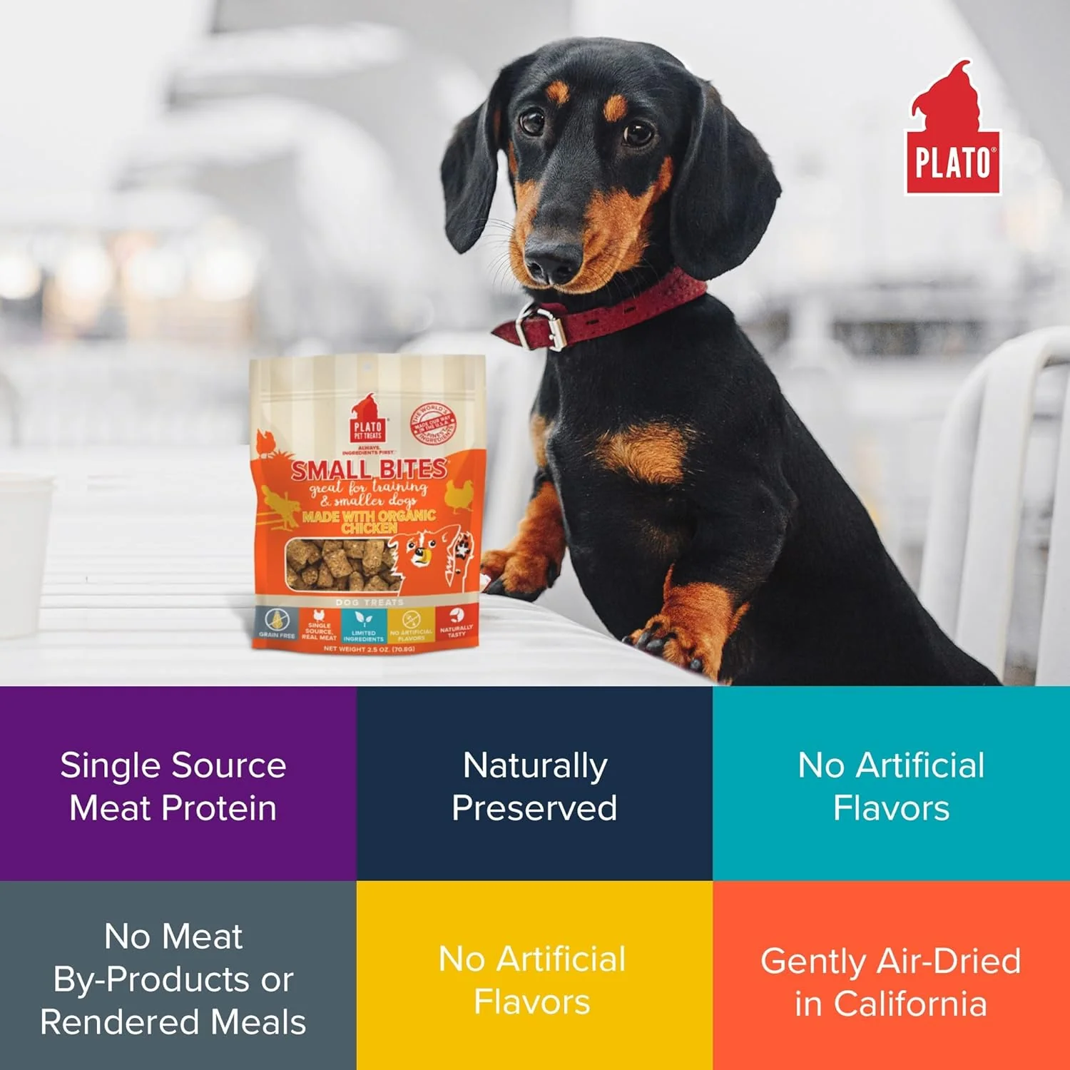 PLATO Small Bites Dog Treats, Natural Bite Sized Real Meat & Chicken Flavor, Grain Free & High in Protein, Air Dried Authentic Ingredients, 2 Calories Per Treat, Made in the USA - Image 5