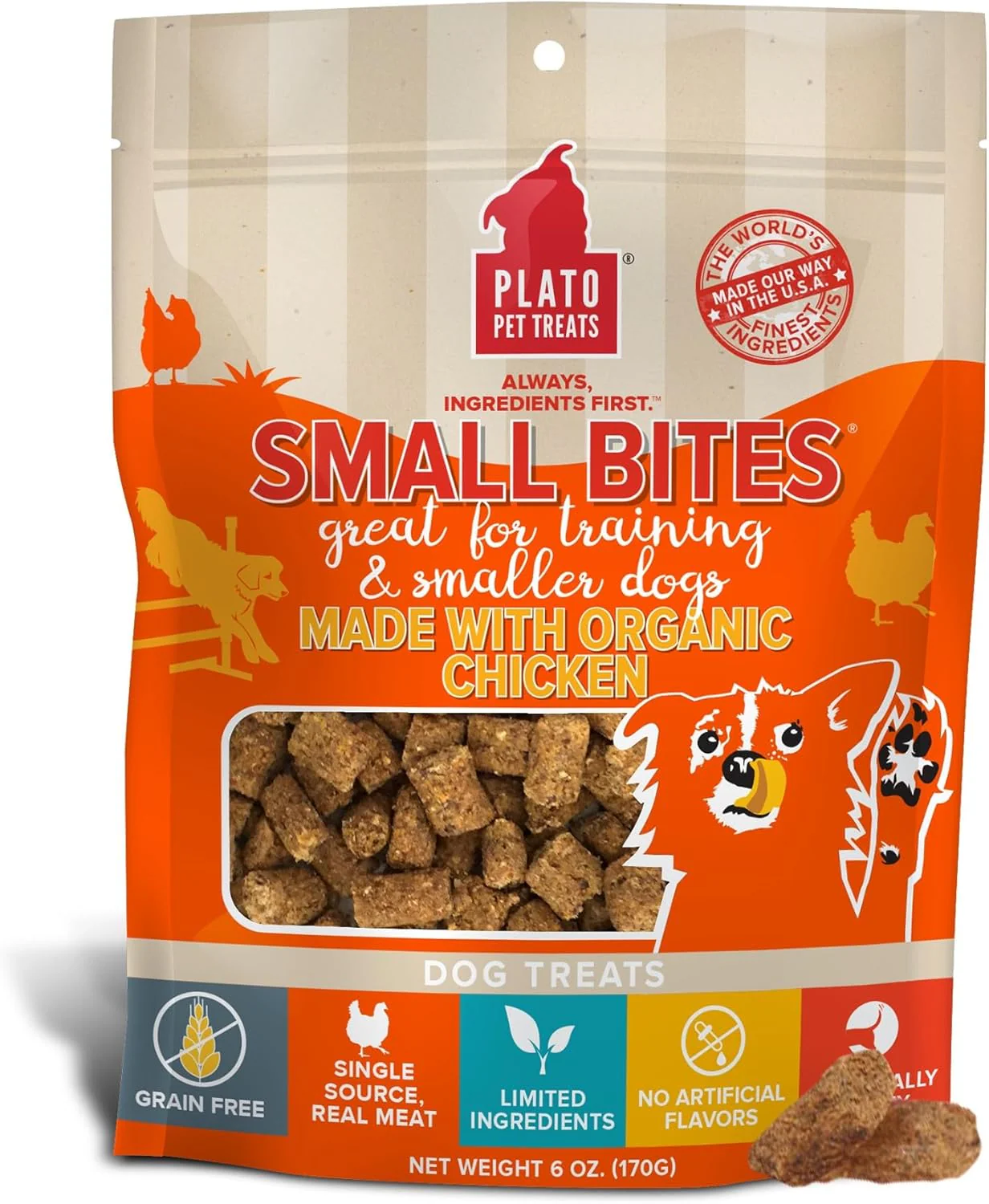 PLATO Small Bites Dog Treats, Natural Bite Sized Real Meat & Chicken Flavor, Grain Free & High in Protein, Air Dried Authentic Ingredients, 2 Calories Per Treat, Made in the USA - Image 9