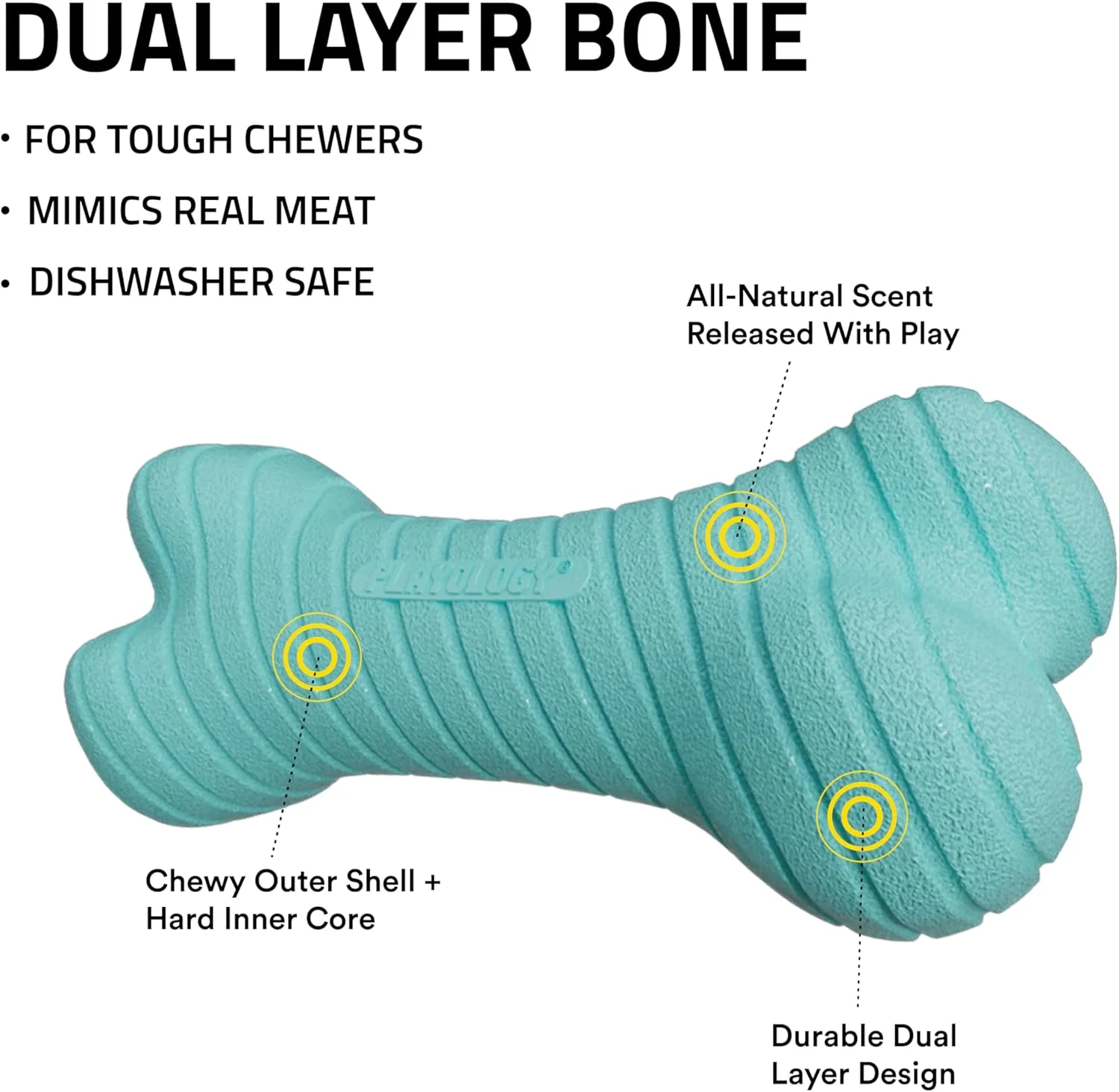 Playology Dual Layer Bone , All Natural Peanut Butter Scented - Image 2