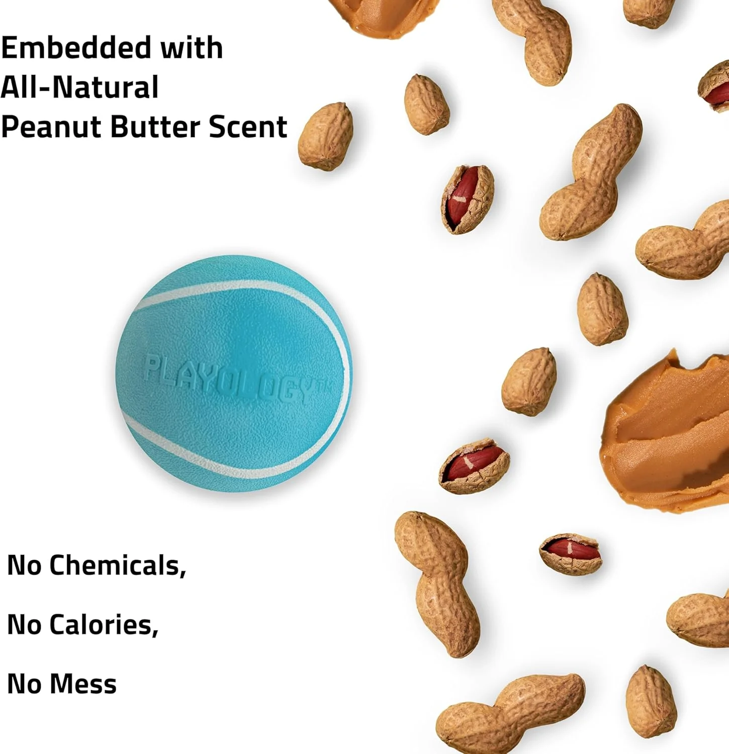 Playology Squeaky Chew Ball for Dogs , All-Natural Peanut Butter Scented Toy for Dogs - Image 4