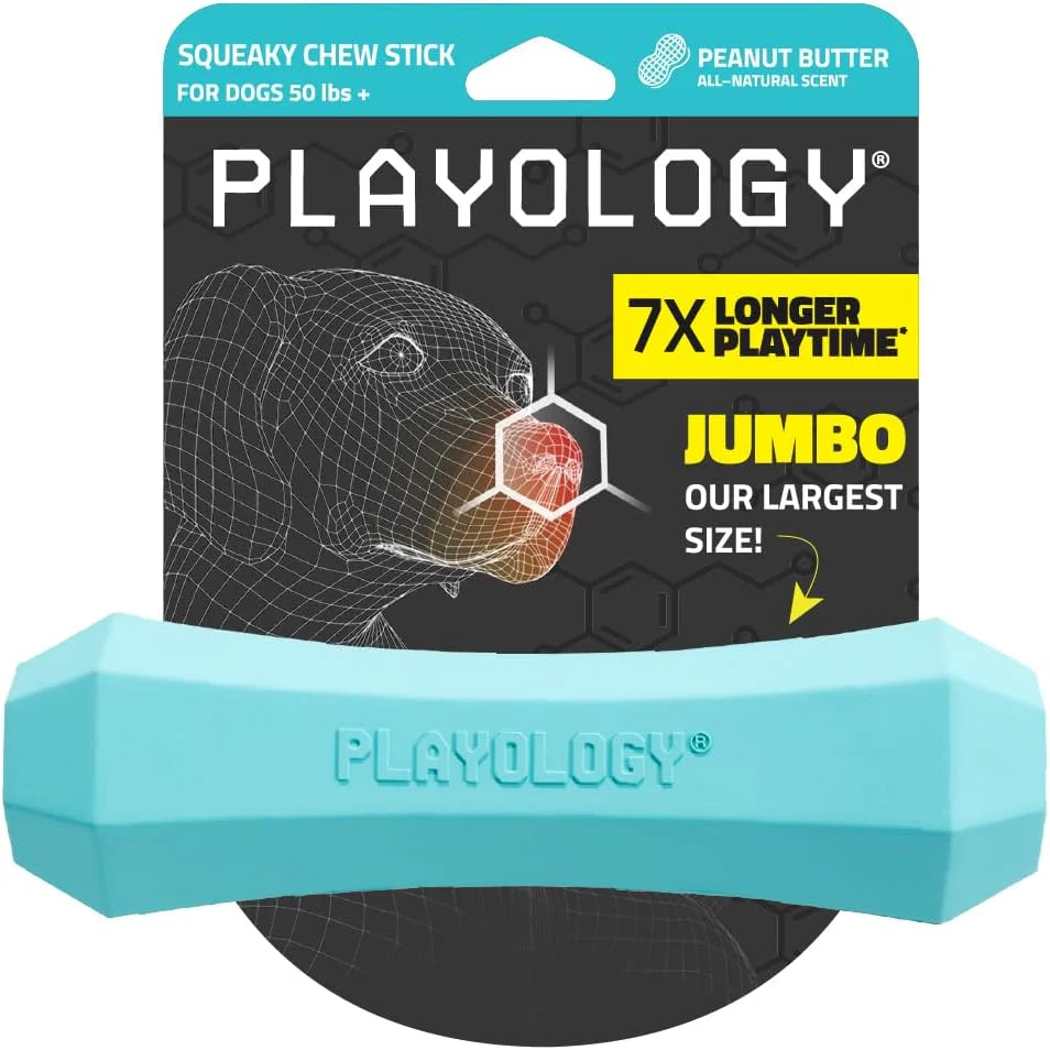 Playology Squeaky Chew Stick Dog Toy for Dogs , All-Natural Peanut Butter Scented - Image 8