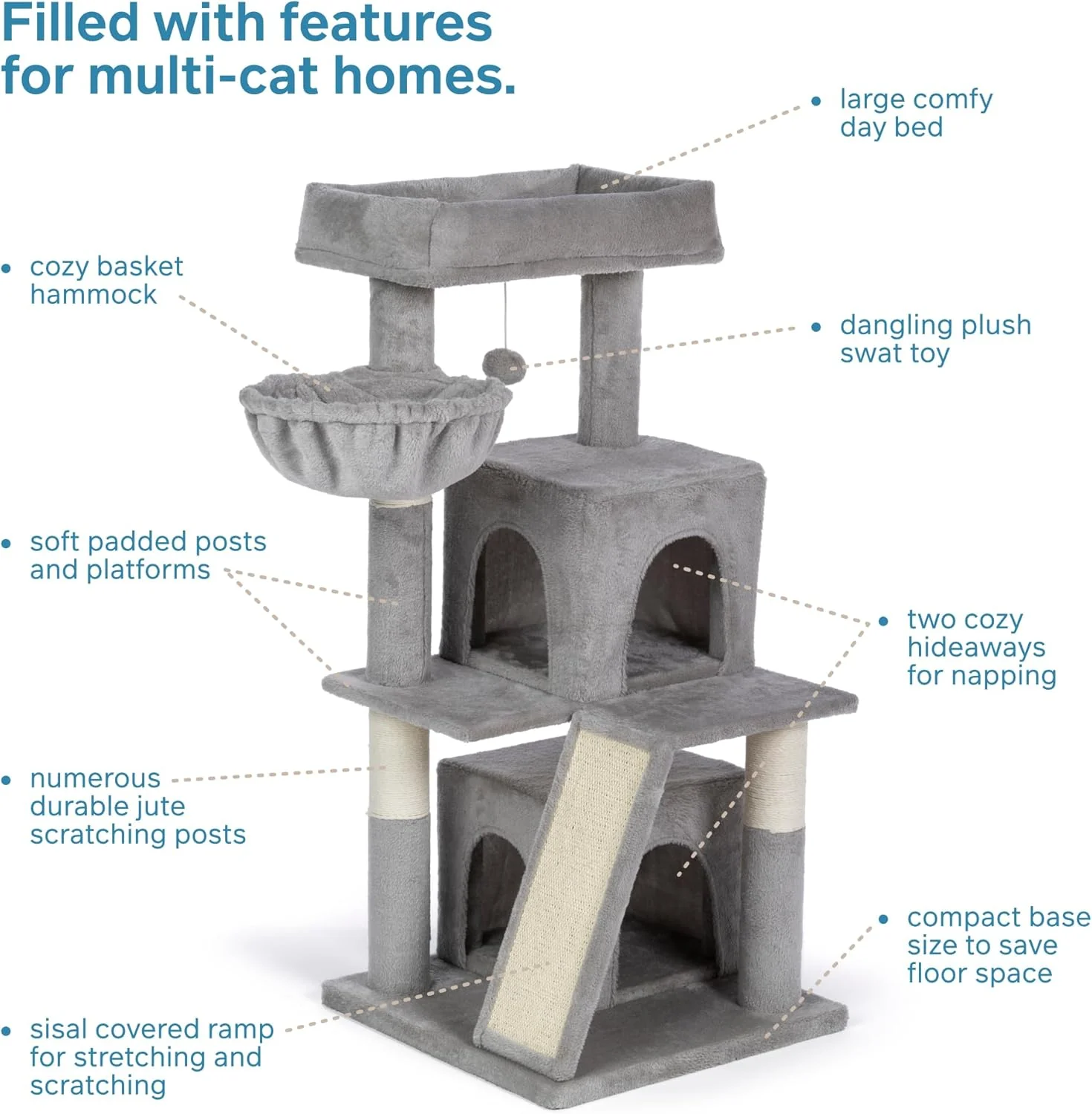 Prevue Pet Products Kitty Power Paws Comfy Kitty Cat Tower in Gray - Image 2