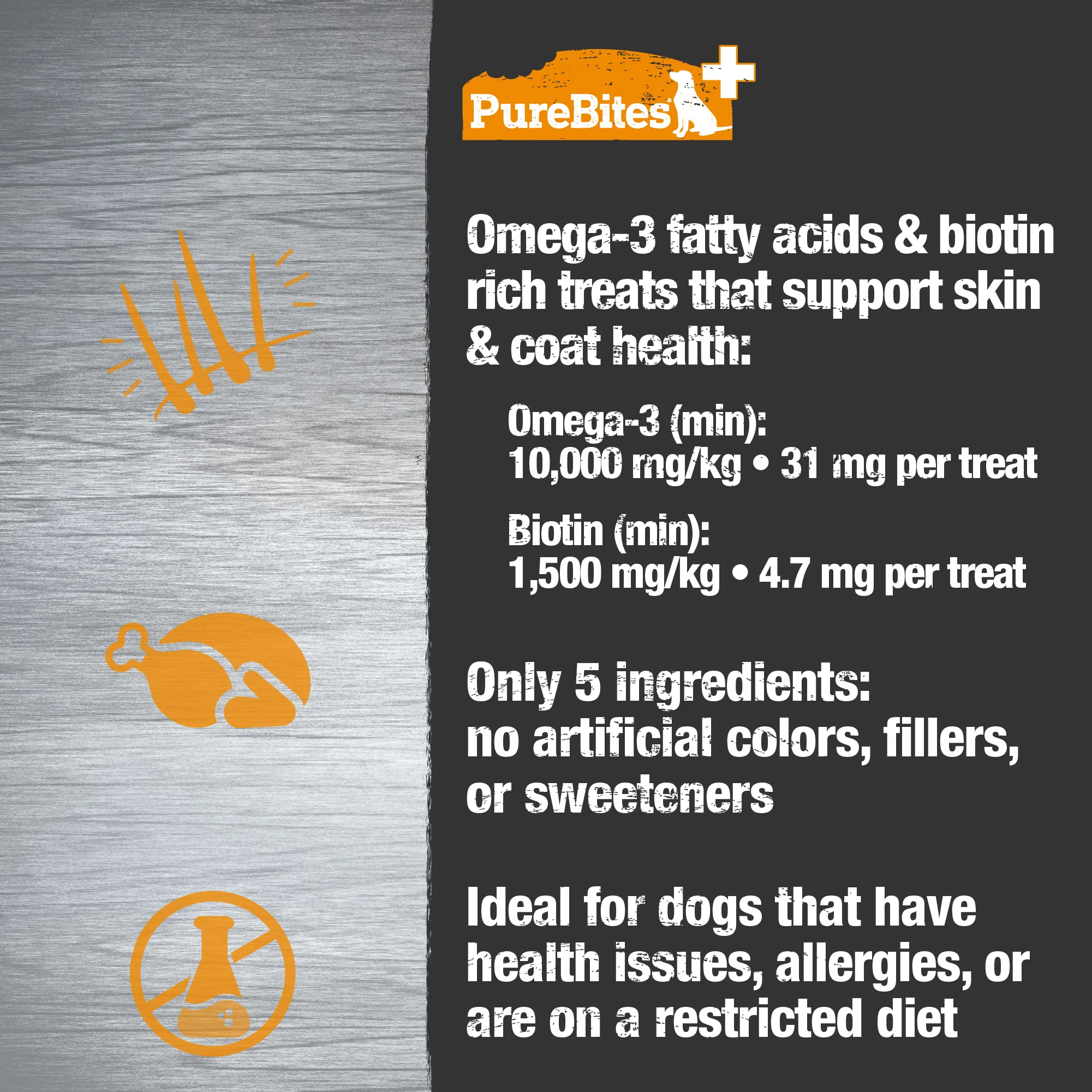 PureBites+ Skin & Coat Freeze Dried Dog Treats, 5 Ingredients, Made in USA - Image 5