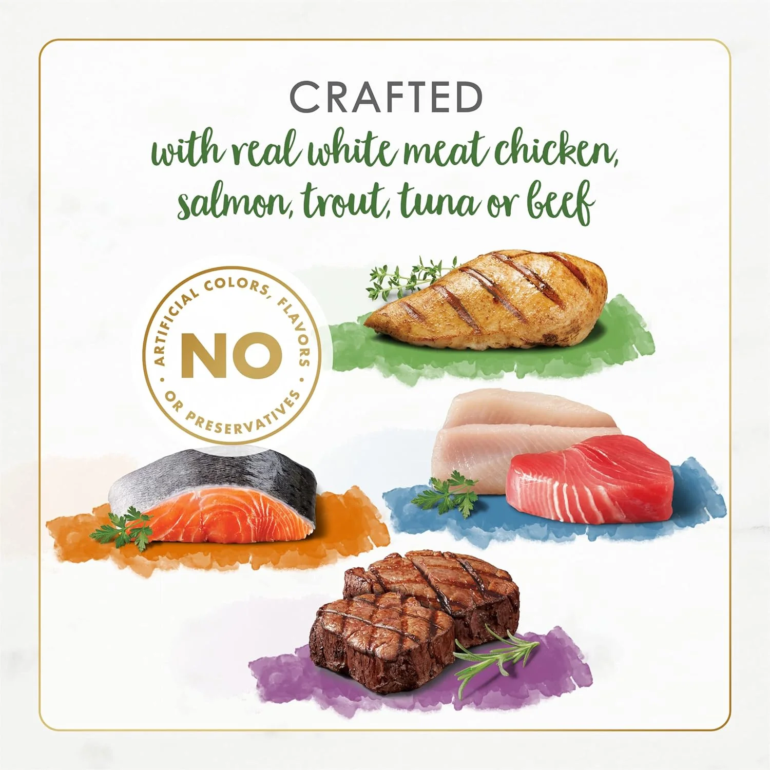 Purina Fancy Feast Grain Free Wet Cat Food Pate Variety Pack Gourmet Naturals–Beef, Chicken, Salmon, Trout and Tuna - (2 Packs of 12) 3 oz. Cans - Image 5