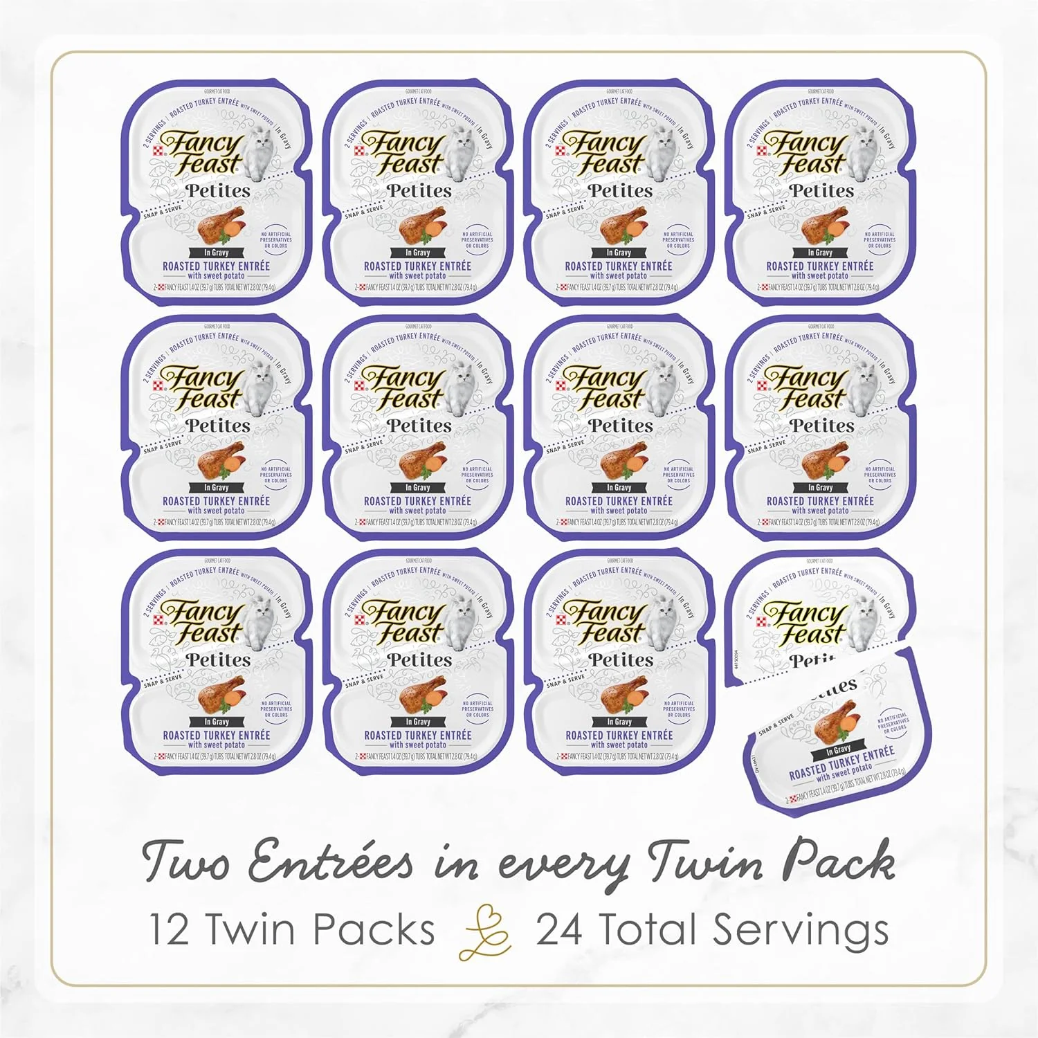 Purina Fancy Feast Gourmet Gravy Wet Cat Food, Petites Turkey & Sweet Potato Entree - (Pack of 12) 2.8 oz. Tubs - Image 2