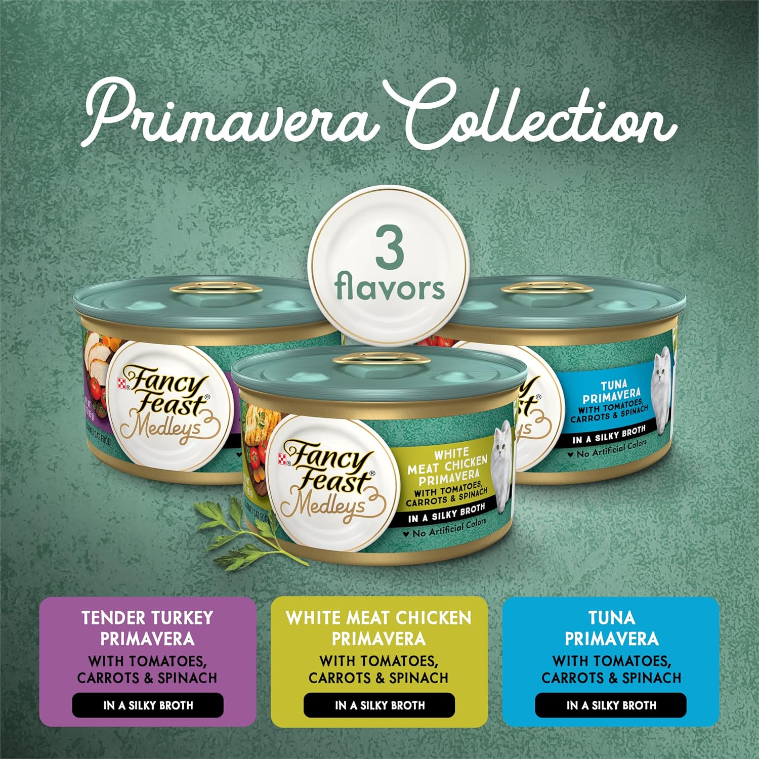 Purina Fancy Feast Wet Cat Food, Medleys Tuna Florentine With Garden Greens in a Delicate Sauce - (Pack of 24) 3 oz. Cans - Image 2