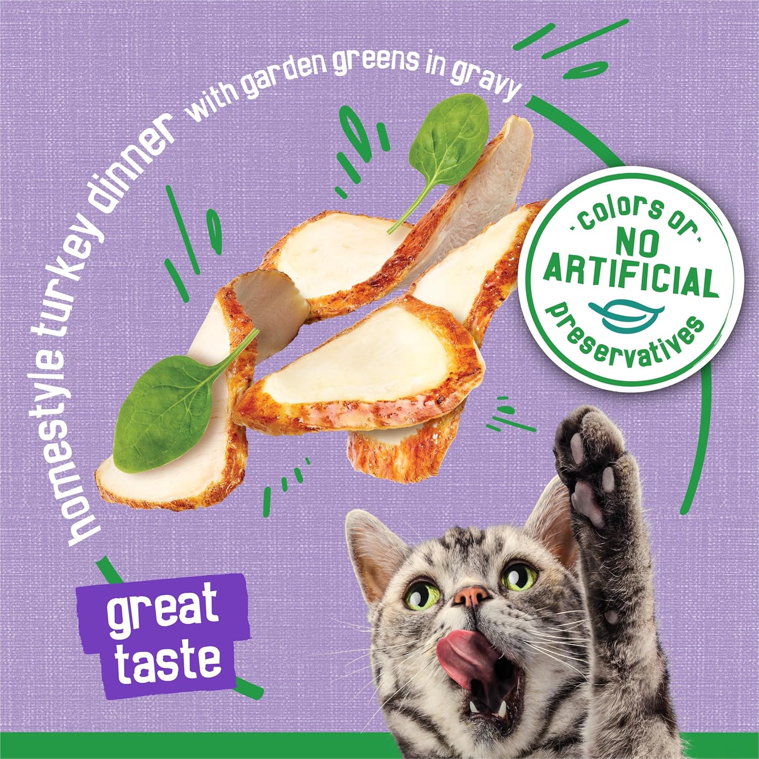 Purina Friskies Indoor Cat Food Chunky Chicken and Turkey Casserole With Garden Greens in Gravy 24/5.5 Oz - (Pack of 24) 5.5 Oz. Cans - Image 3