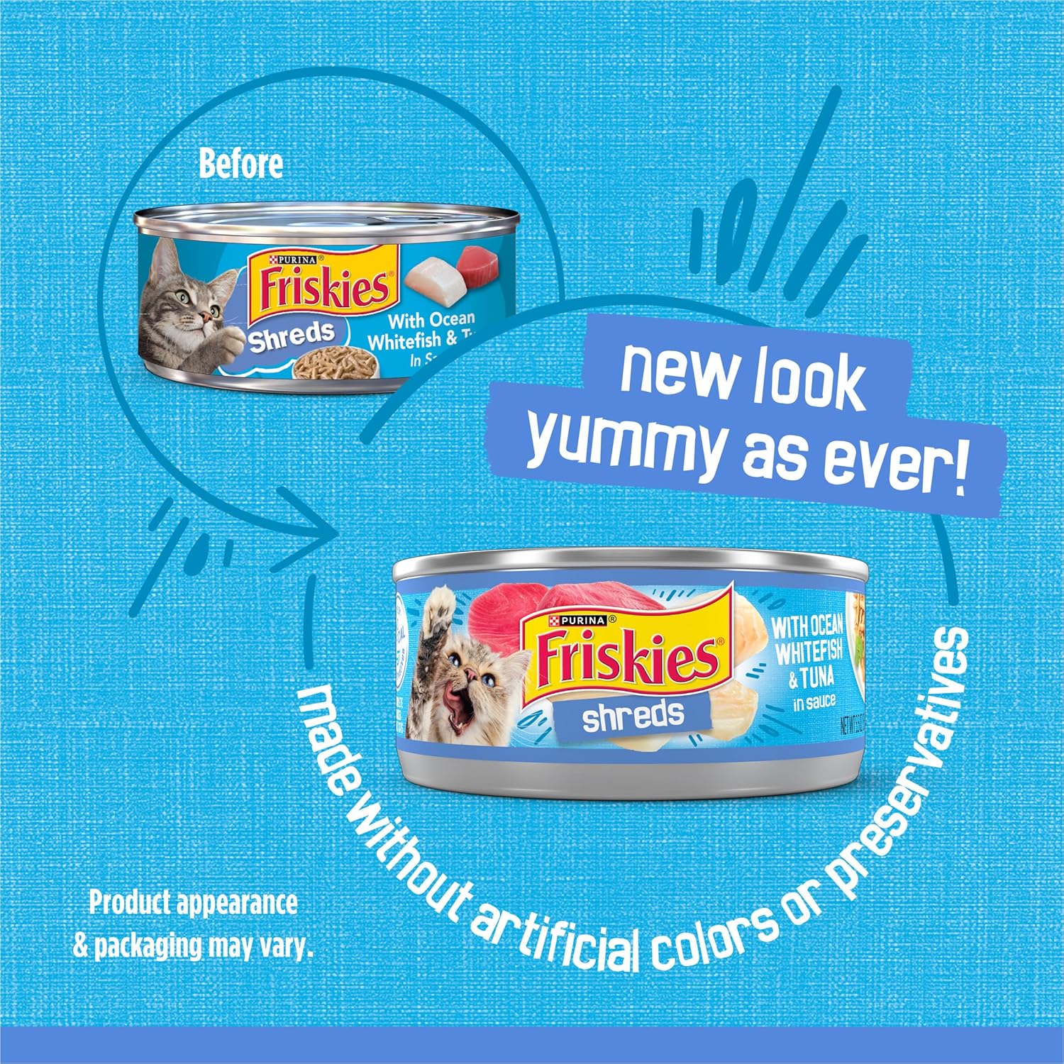 Purina Friskies Shreds With Ocean Whitefish and Tuna in Sauce Wet Cat Food - (Pack of 24) 5.5 oz. Cans - Image 2