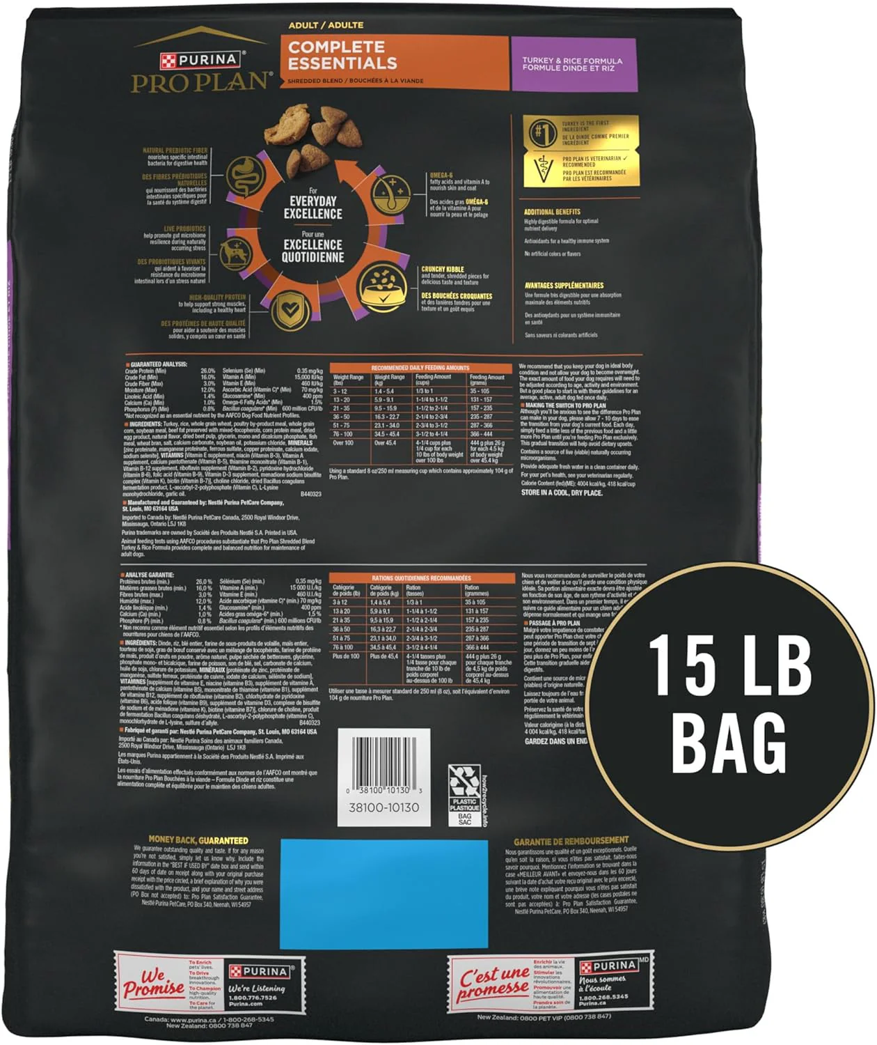 Purina Pro Plan Turkey & Rice Shredded Blend Dry Dog Food with Probiotics – 15 lb Bag - Image 5