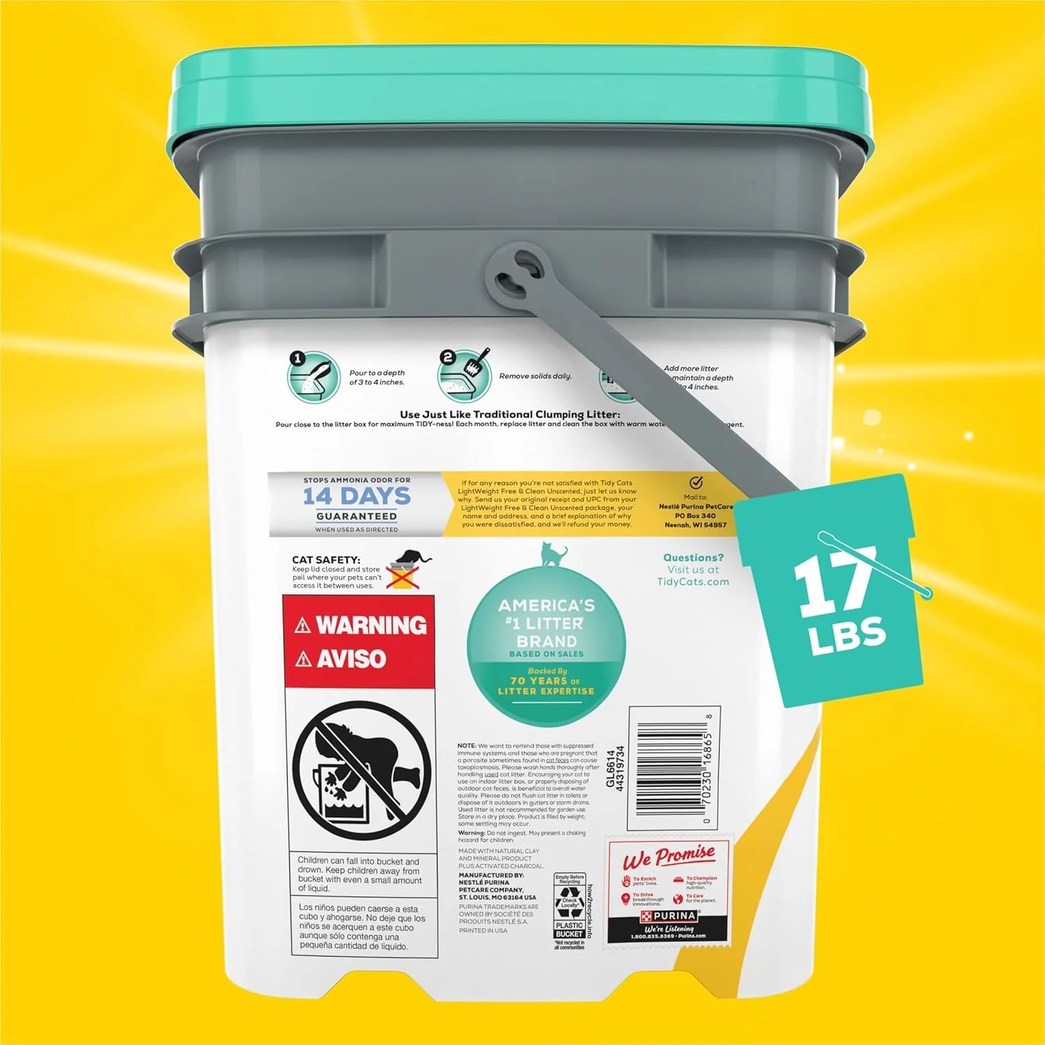Purina Tidy Cats Low Dust, Clumping Cat Litter Odor Control, LightWeight Free and Clean Unscented, Multi Cat Litter - Image 4