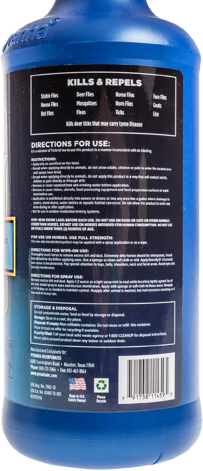 Pyranha Equine Spray and Wipe Fly Repellent – Quart - Image 2