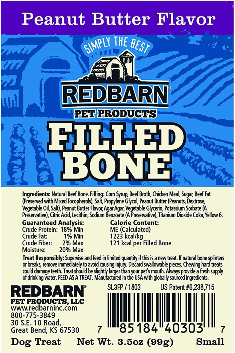 Redbarn Filled Dog Bones, Natural Long-Lasting Dental Treats; Suitable for Aggressive Chewers(Peanut Butter) - Image 2