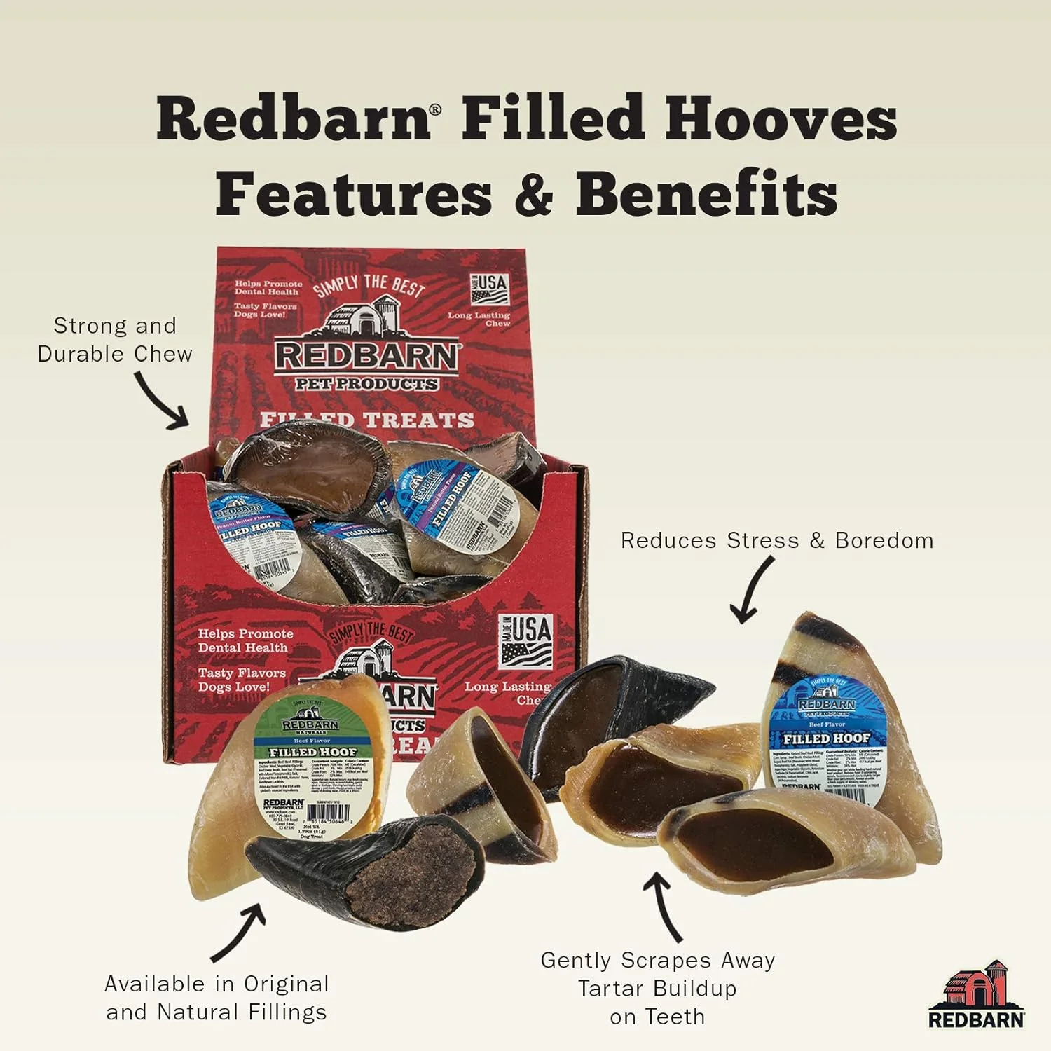 Redbarn Filled Hooves-Beef for Dogs 1ea/1.8 oz - Image 6