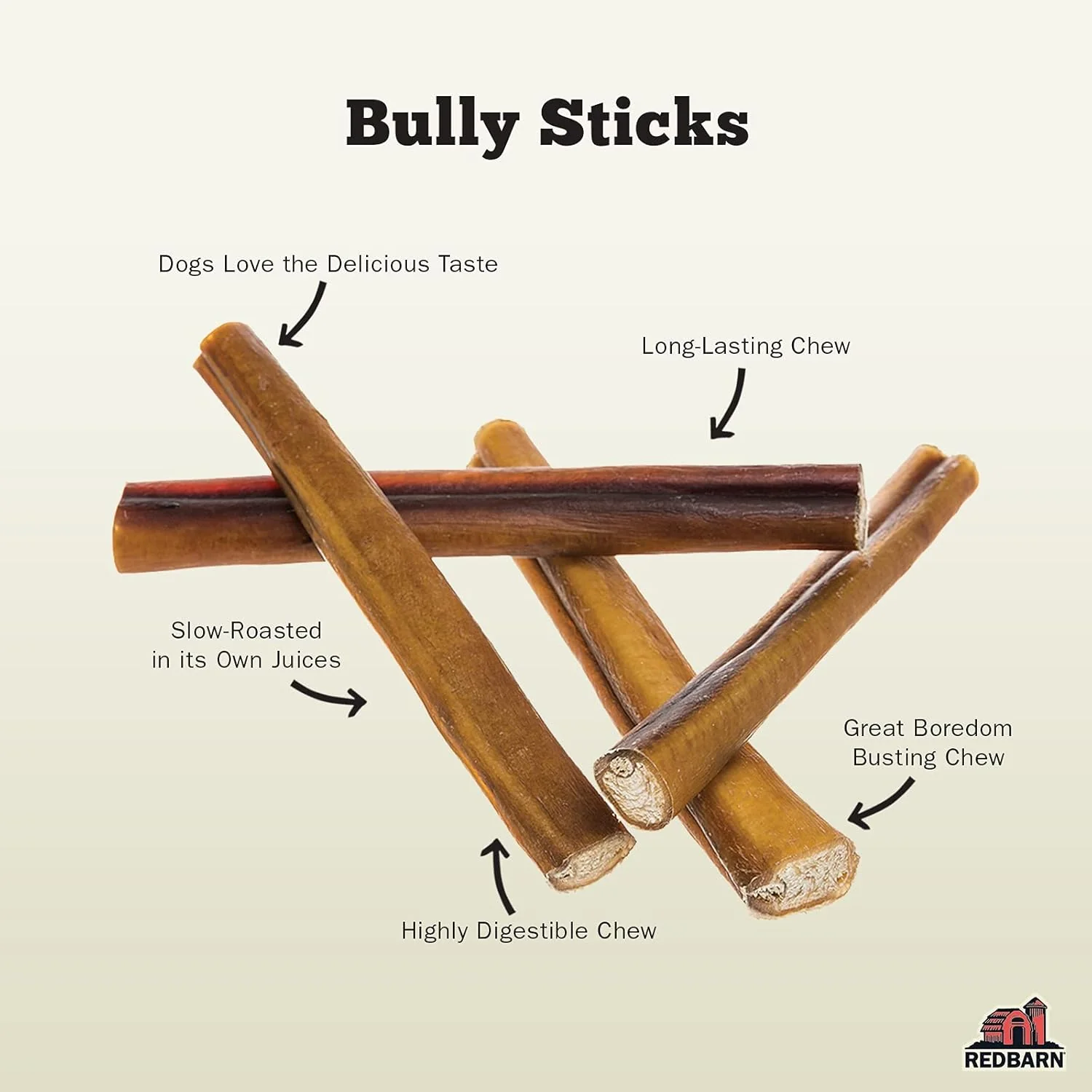 Redbarn Straight Bully Sticks - Long Lasting Dog Chew, All Natural & Odorless Bully Bones - Image 2