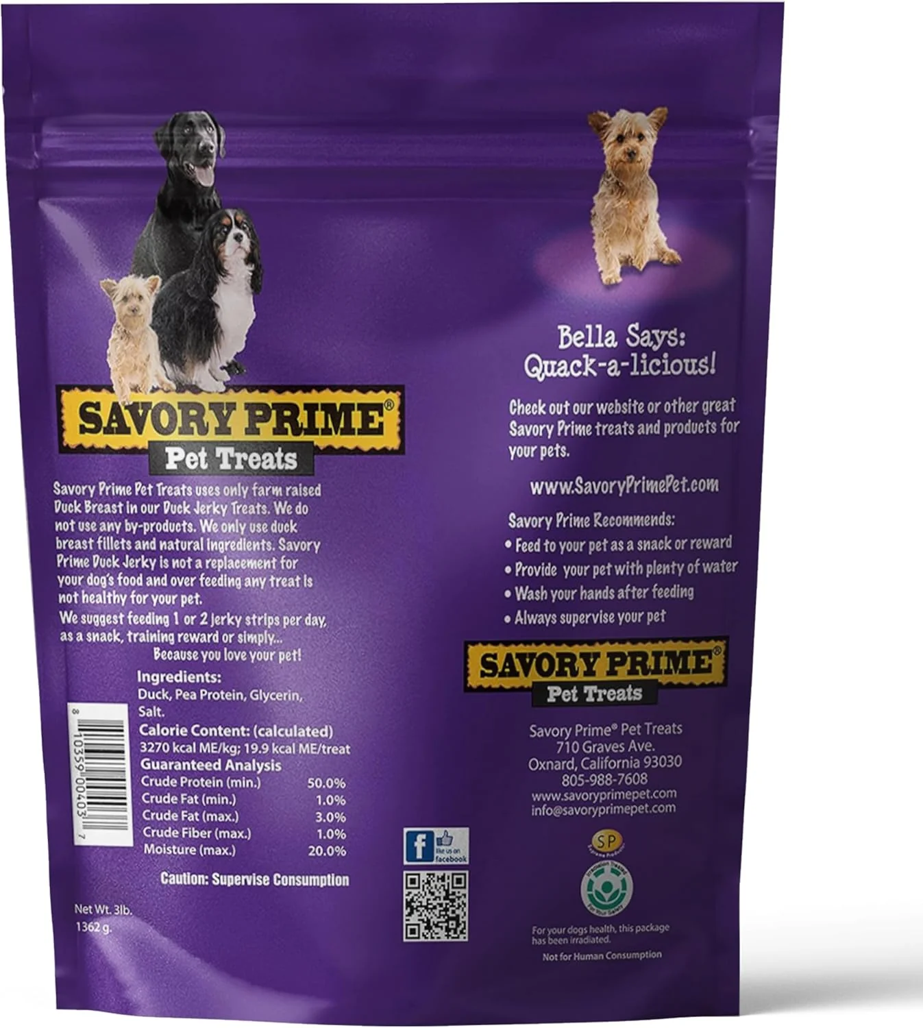 Savory Prime Duck Jerky Dog Treats, Made with 100% Real Duck Breast, Farm Raised, Healthy, Easily Digestible, High Protein, Satisfies Dog's Urge to Chew, 3 Pounds (Pack of 1) - Image 7