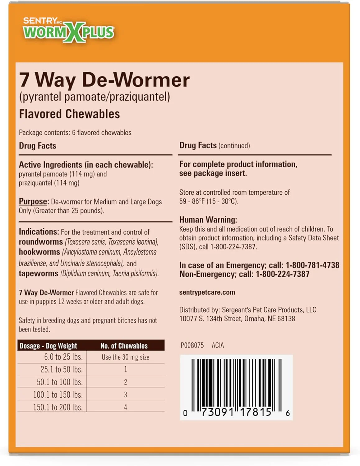 SENTRY PET Care SENTRY Worm X Plus 7 Way DeWormer Large Dogs (6 Count) Package May Vary - Image 2