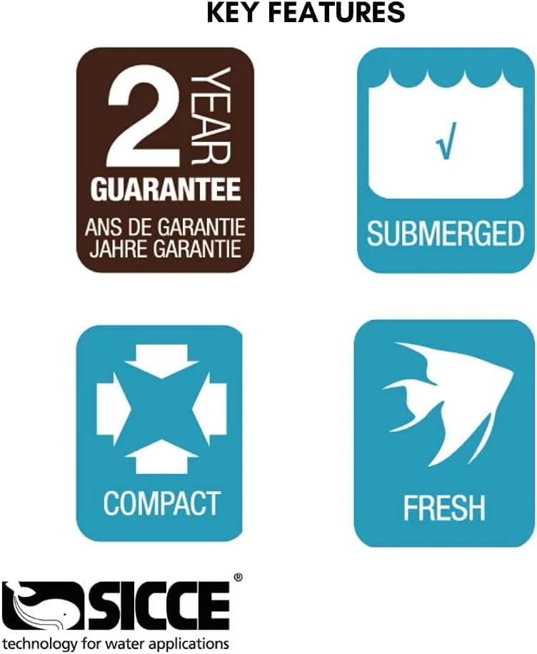 SICCE MI MOUSE Compact Aquarium Pump, 82 GPH, for submerged use in freshwater and saltwater - Image 4