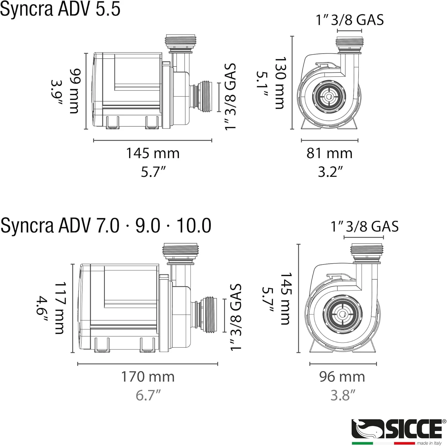 SICCE Syncra ADV 10.0 Water Pump 2700 GPH Italian Made Aquarium DC Return with Controller | Quiet, Submersible or External | Fish Tank, Sump, Pond, Freshwater and Saltwater Marine Use - Image 6