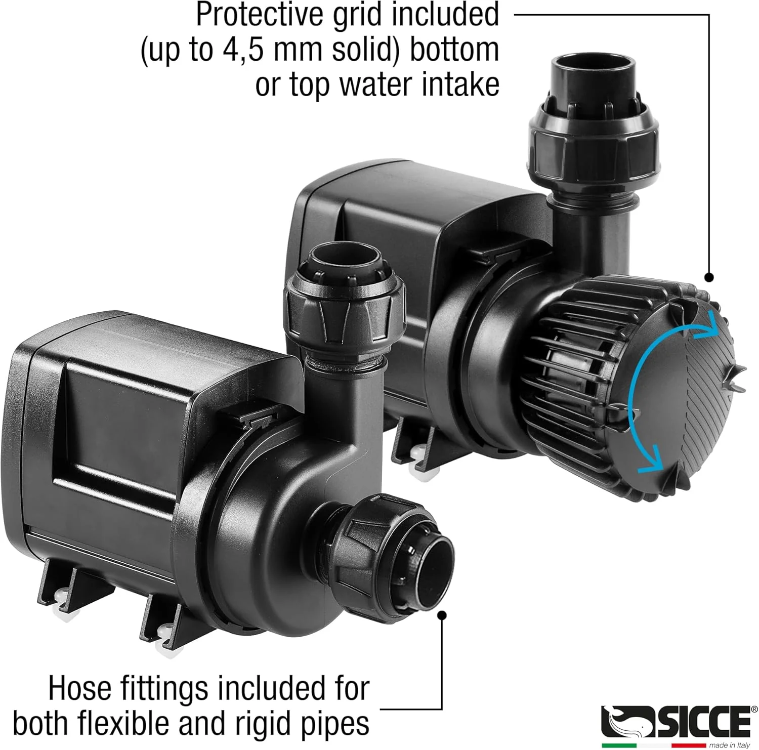 SICCE Syncra ADV 5.5 Water Pump 1450 GPH Italian Made Aquarium DC Return with Controller | Quiet, Submersible or External | Fish Tank, Sump, Pond, Freshwater and Saltwater Marine Use - Image 4