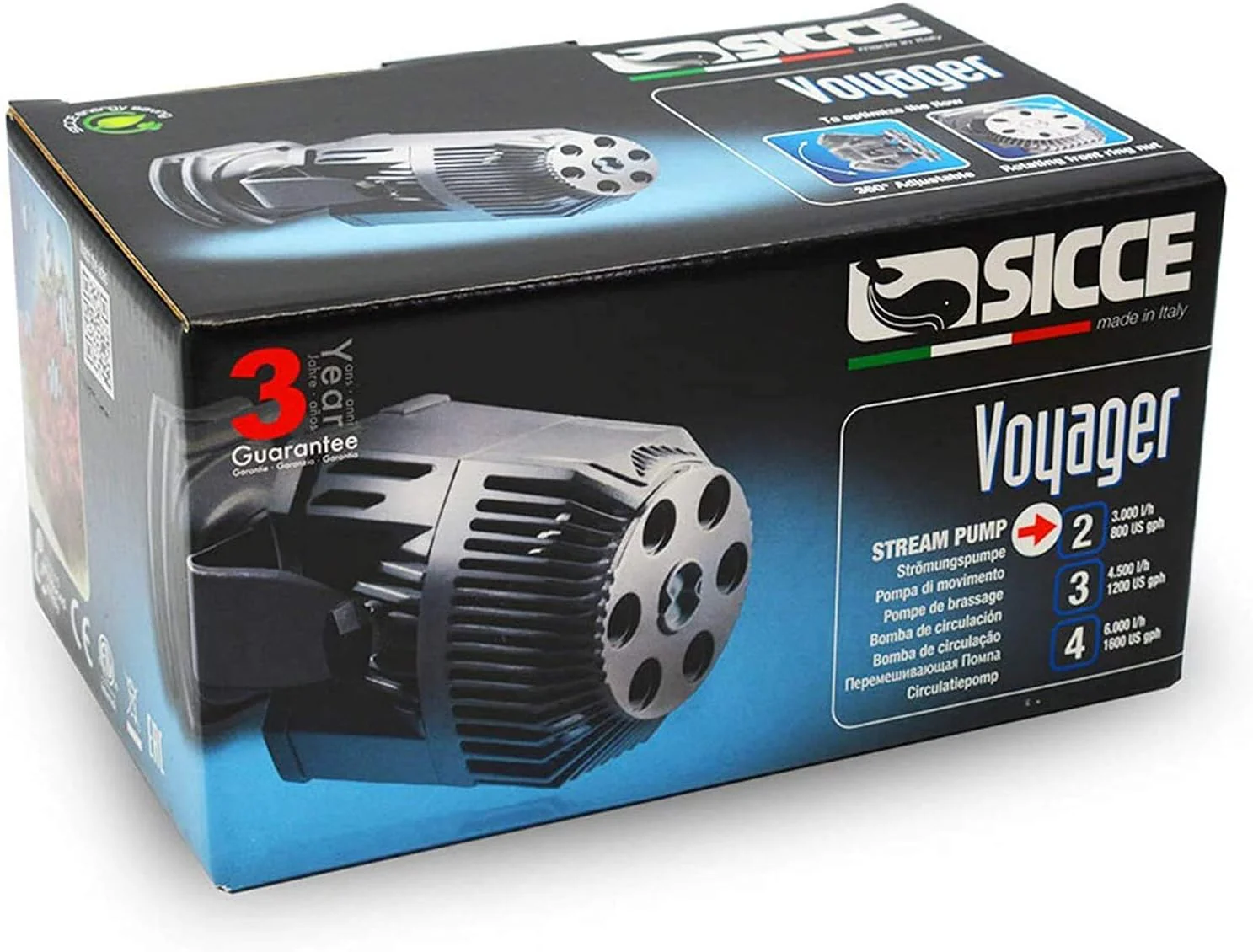 SICCE Voyager HP 8 Stream Pump - freshwater and saltwater application, for submerged use|3200 GPH - Image 3