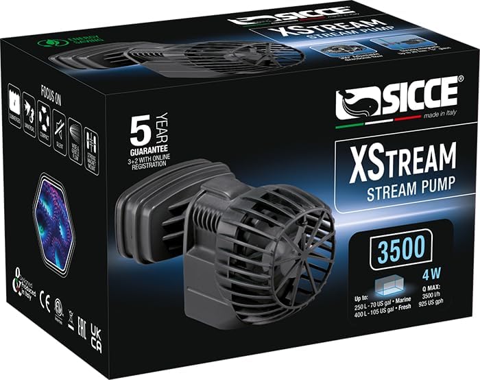 SICCE XSTREAM 3500 Wave Maker Flow Pump 925 GPH | 360° Adjustable Quiet Submersible Magnetic Powerhead for Saltwater & Freshwater Tanks, Aquarium Water Circulation Pump up to 70 Gallons - Image 3