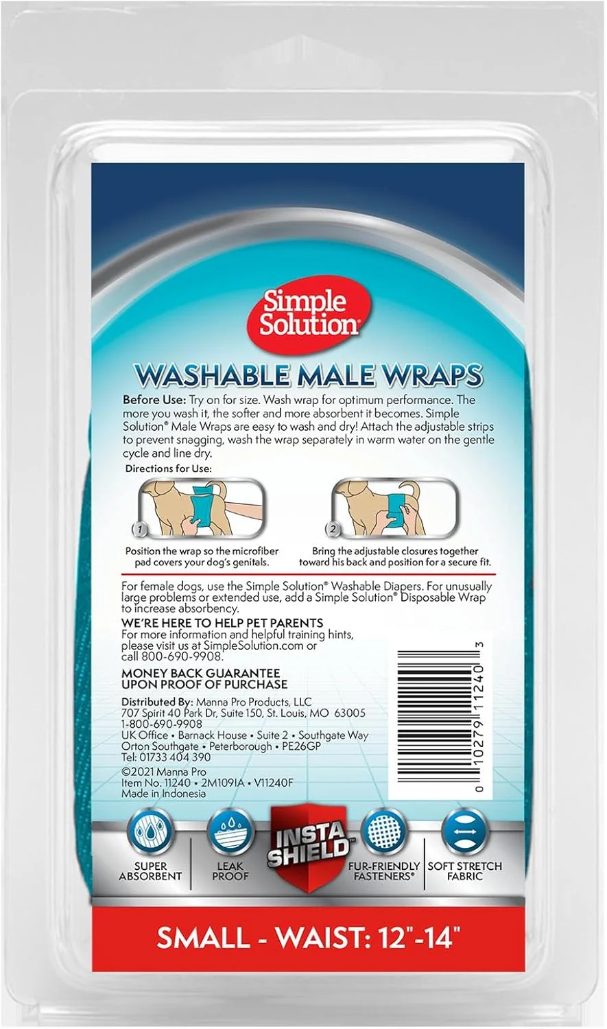 Simple Solution Absorbent Male Wraps with Leak Proof Fit | Excitable Urination, Incontinence,1 Reusable Dog Diaper Per Pack,Whites & Tans - Image 4