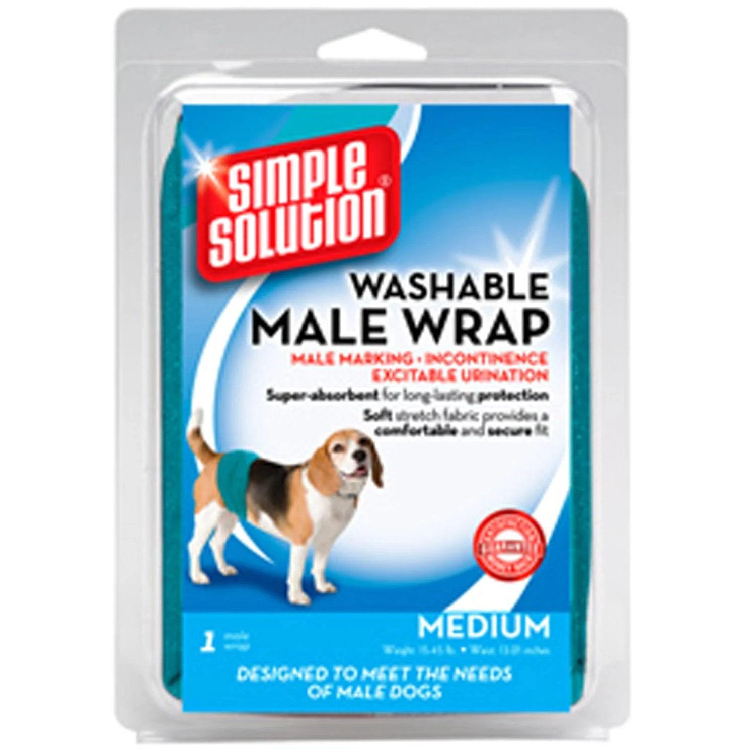 Simple Solution Absorbent Male Wraps with Leak Proof Fit | Excitable Urination, Incontinence,1 Reusable Dog Diaper Per Pack,Whites & Tans - Image 9