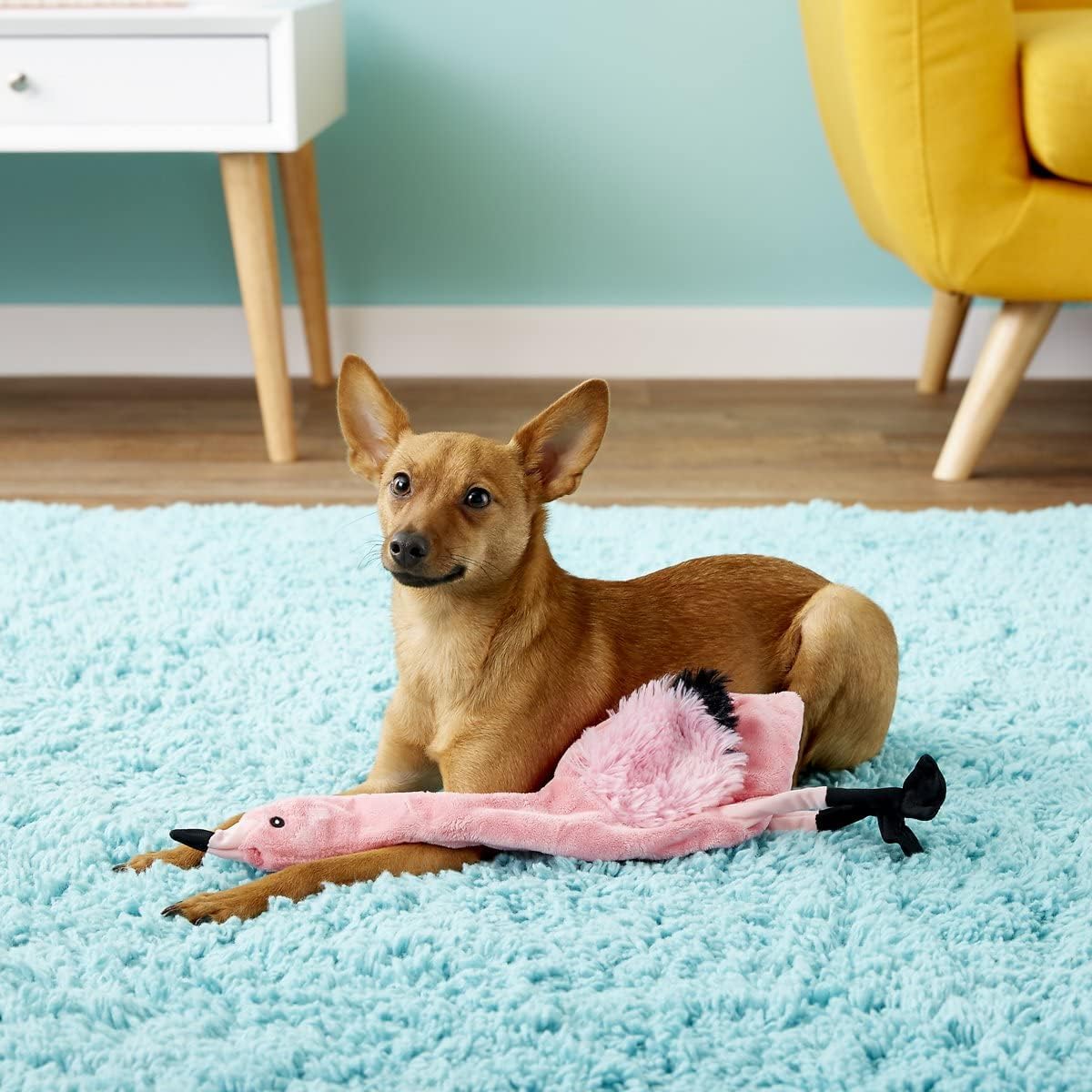 Skinneeez Flamingo - Stuffing-Free Dog Toy with Two Squeakers, Durable Tug Toy for Moderate Chewers, Ideal for Medium and Large Dogs & Puppies - Image 2