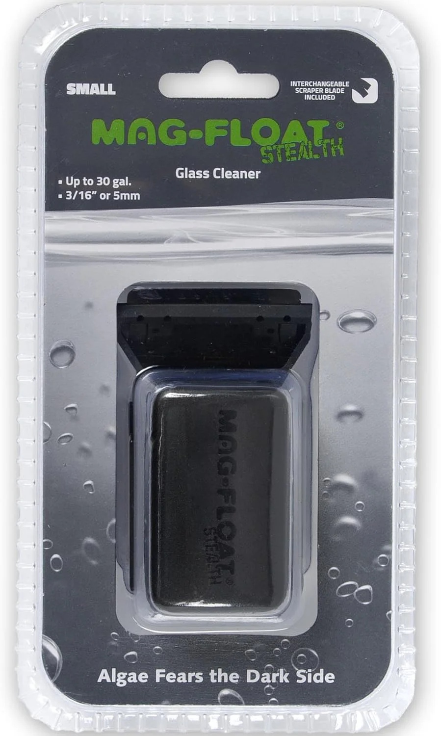 Small Black Stealth Glass Magnet Aquarium Scraper Cleaner with Blade - Floating Magfloat Magnetic Cleaning Tool - Image 2