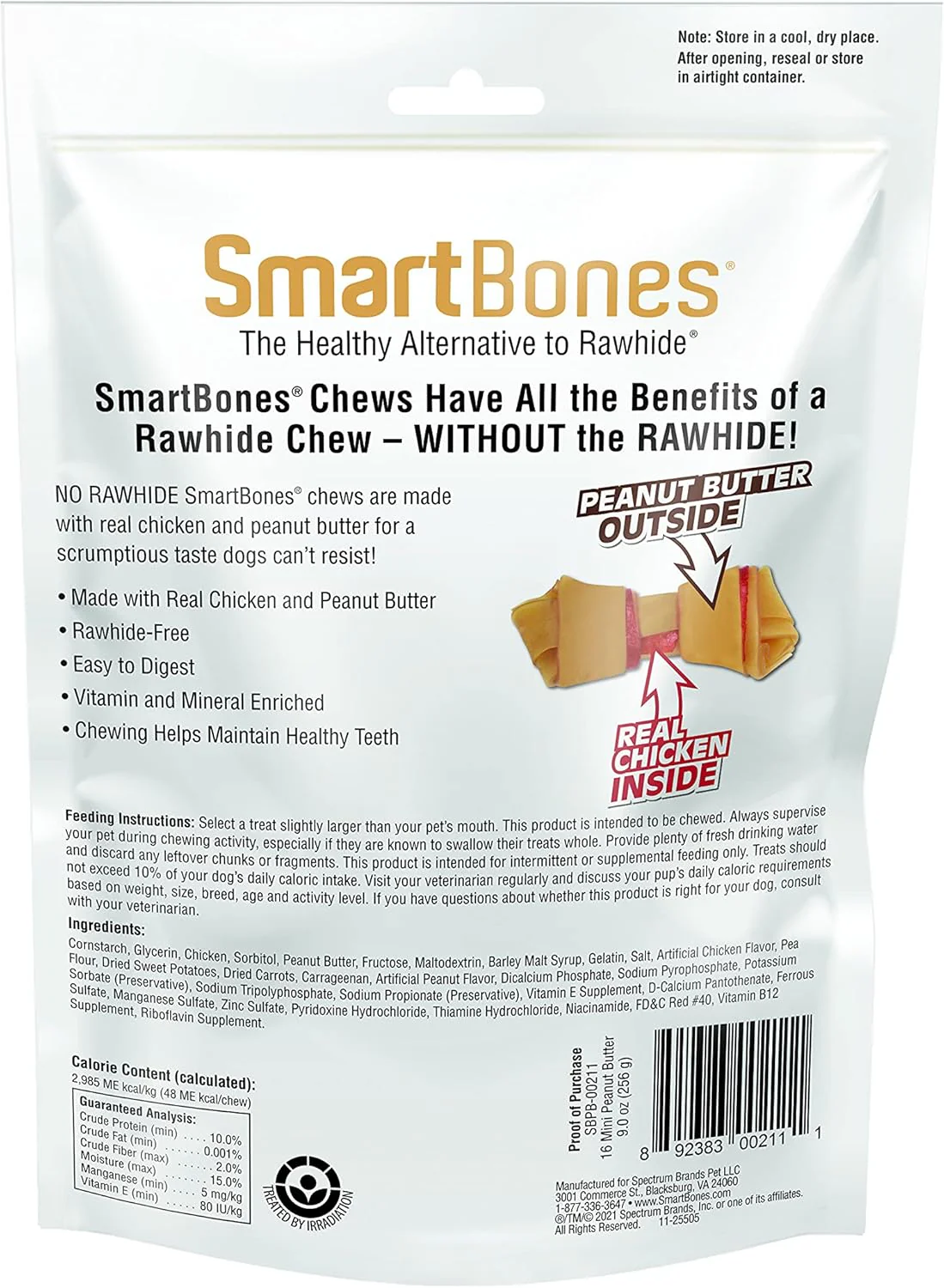 SmartBones Rawhide-Free Peanut Butter Mini Bones 16 Count - Image 2