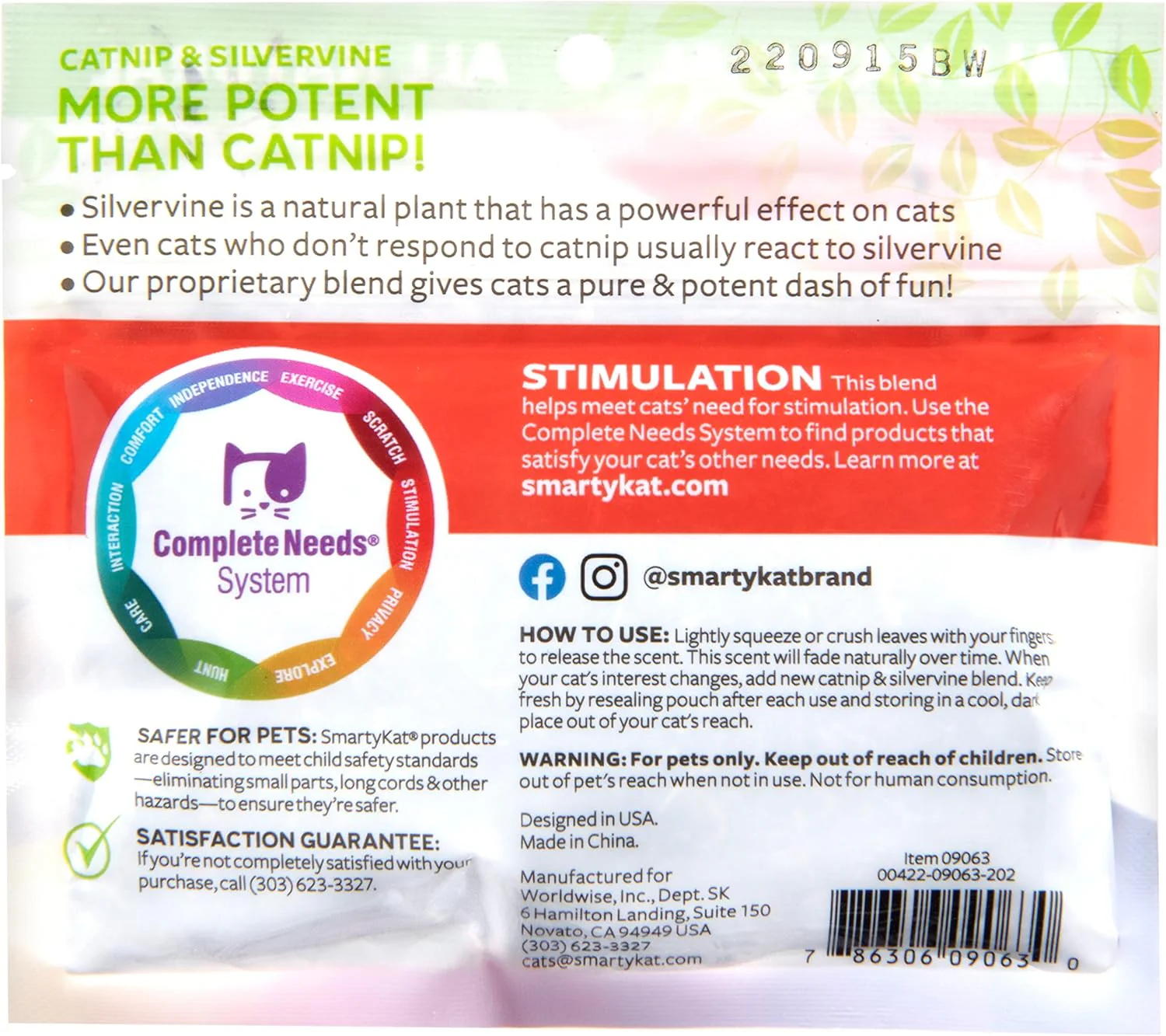 SmartyKat Catnip & Silvervine Blend for Cats & Kittens, Resealable Pouch - 0.5 Ounce - Image 2