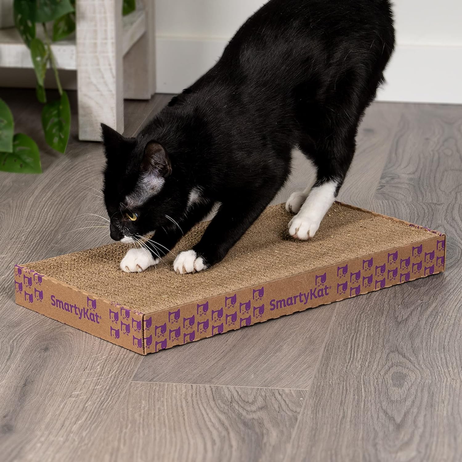 SmartyKat Super Scratcher+ Corrugated Cat Scratcher, Catnip Infusion Technology - Brown, Double Wide - Image 2