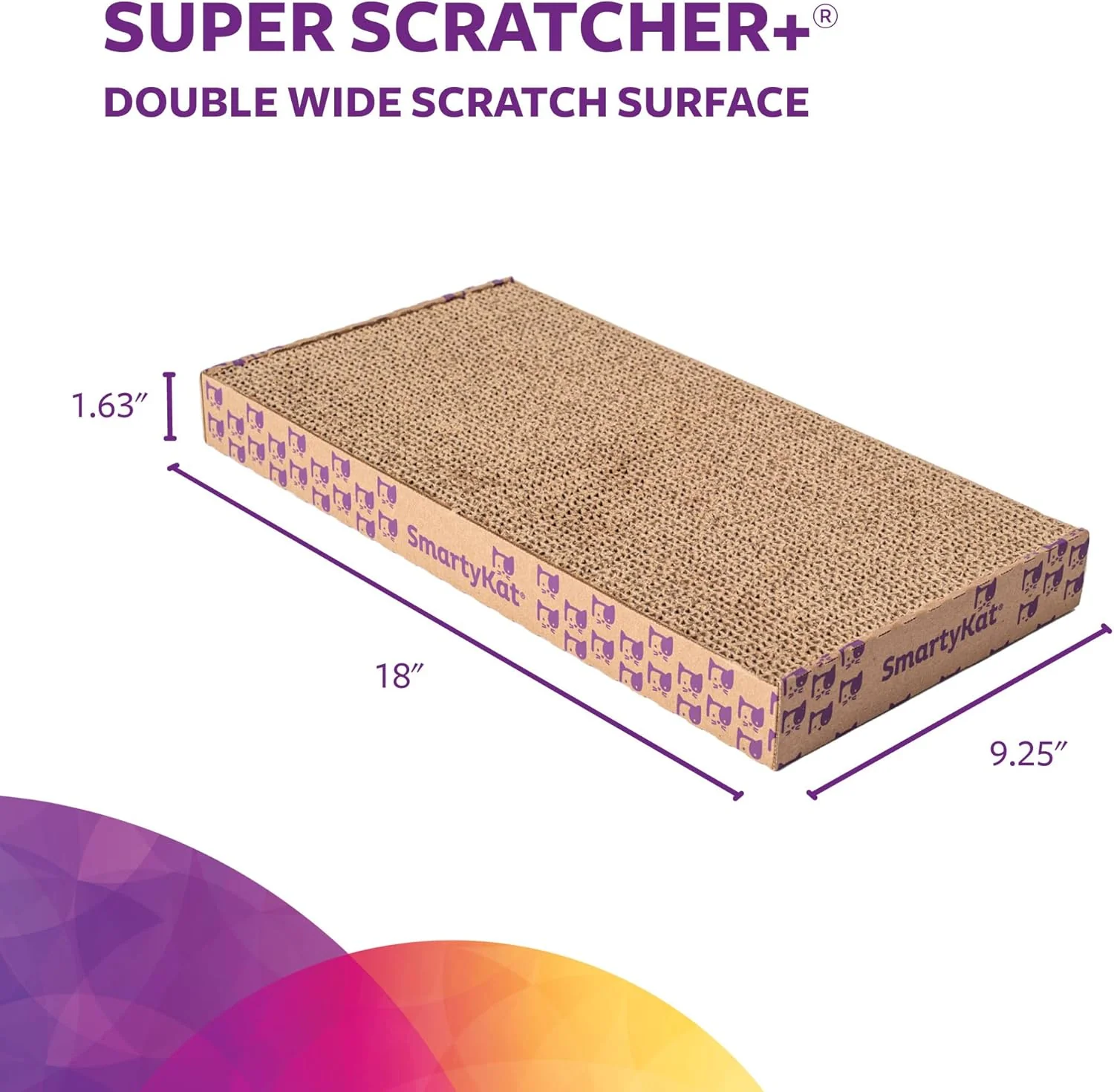 SmartyKat Super Scratcher+ Corrugated Cat Scratcher, Catnip Infusion Technology - Brown, Double Wide - Image 3