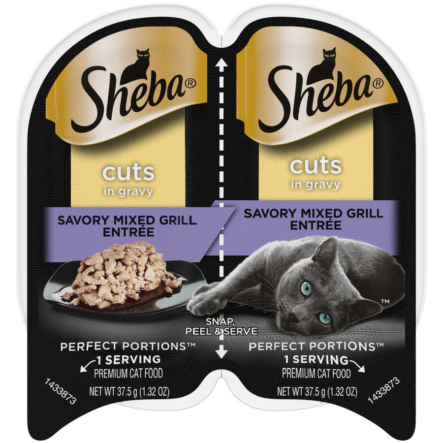 Sheba Perfect Portions Savory Mixed Grill Entree` Cuts in Gravy 2.6-oz - Image 2