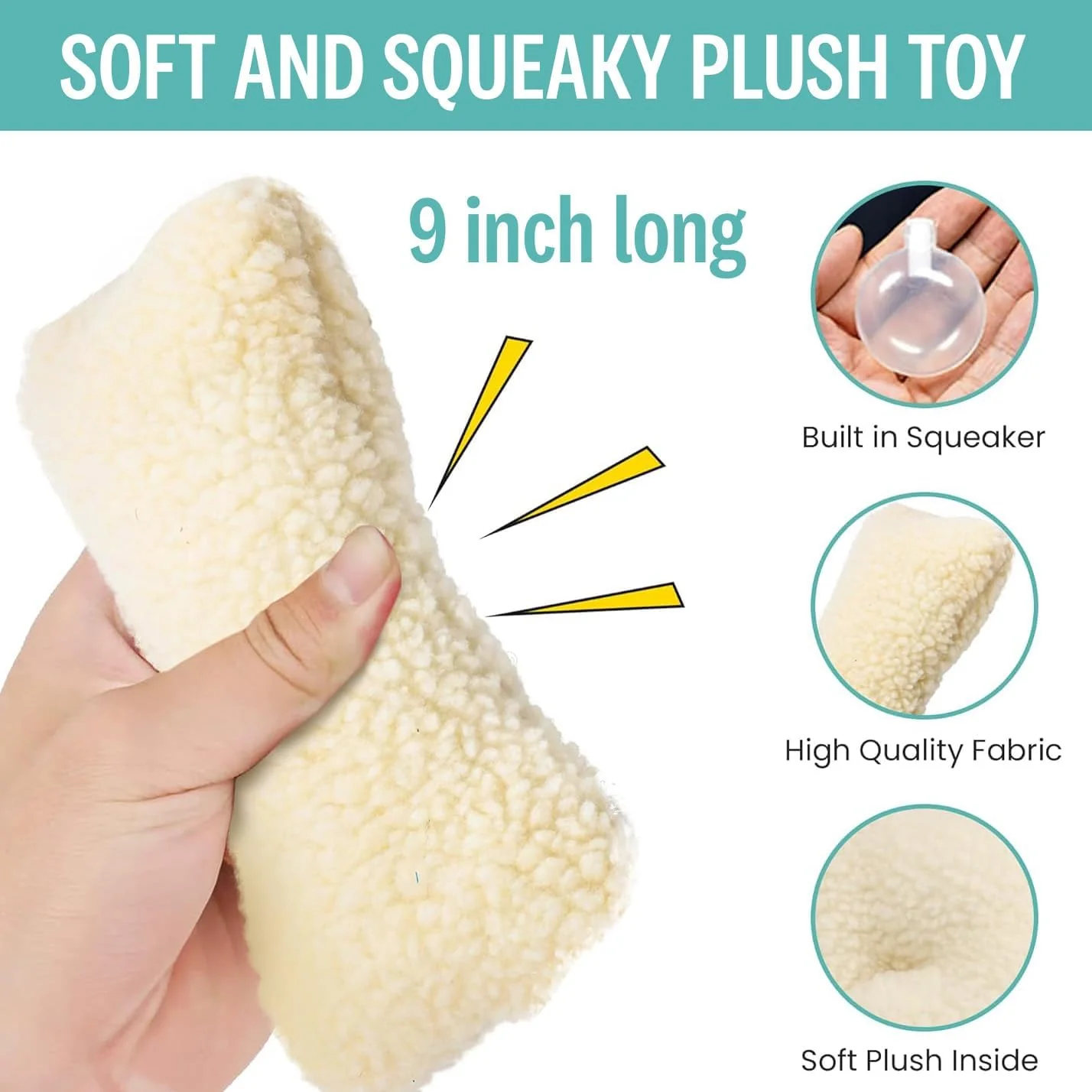 SPOT 9in Vermont Style Fleece Bone Dog Toy – Soft Comfort Plushie for Medium Dogs & Puppies – Built-in Squeaker – No Plastic Parts – Safe for Light Chewers – Cuddly & Calming Pet Toy - Image 2