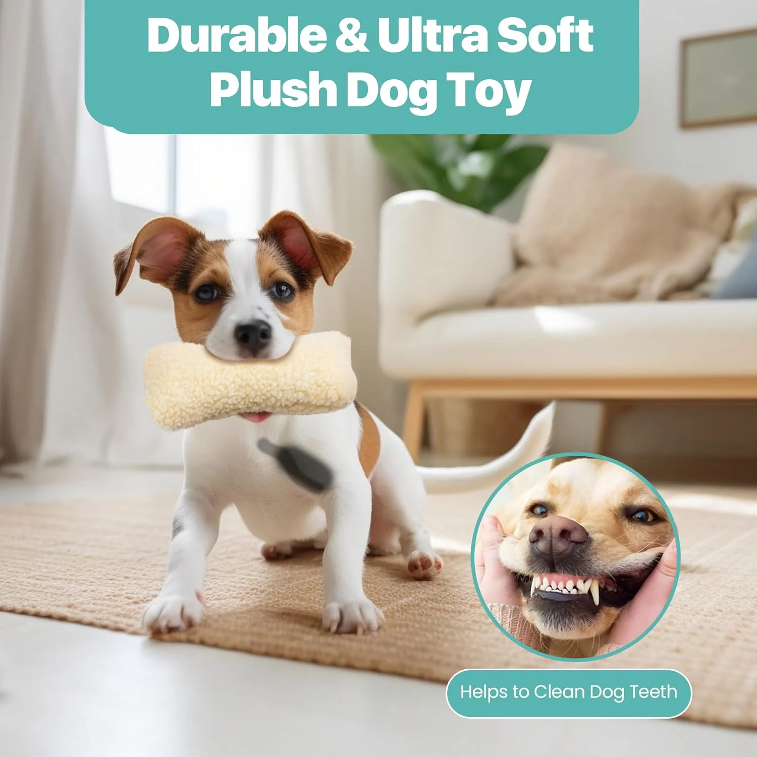 SPOT 9in Vermont Style Fleece Bone Dog Toy – Soft Comfort Plushie for Medium Dogs & Puppies – Built-in Squeaker – No Plastic Parts – Safe for Light Chewers – Cuddly & Calming Pet Toy - Image 5