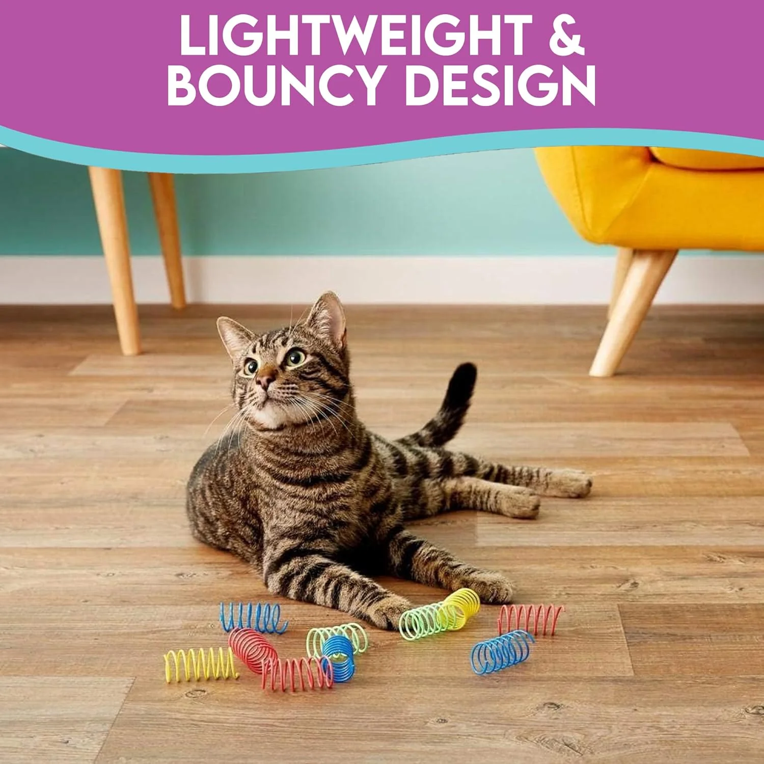 SPOT Thin Colorful Springs Cat Toys - Bouncy Coils for Medium Indoor Cat Breeds to Bite, Swat, Chase - Keeps Cats & Kittens Entertained for Hours - 3 inches Long, 10 Pcs, Multi Colors - Image 5