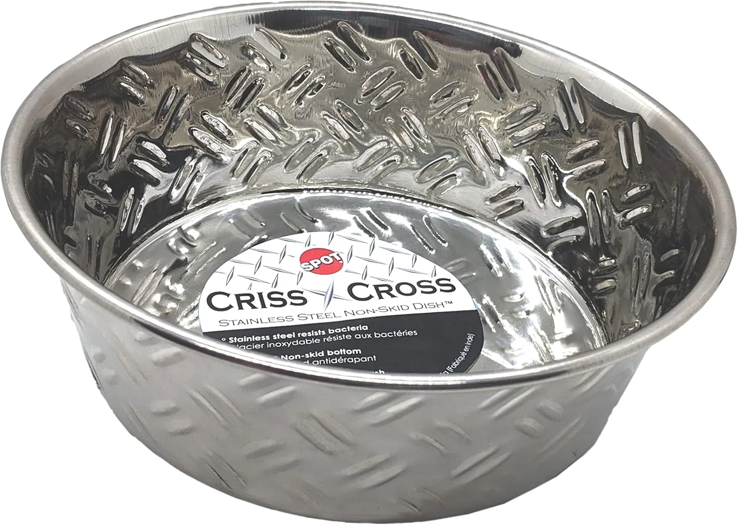SPOT by Ethical Products - Non Slip Stainless Steel Dog Bowl Durable Dog Food and Water Pet Dish - Dishwasher Safe – Criss-Cross Style - Multiple Sizes - Puppy Bowl Dog Bowl Cat Dish - 3QT / 12 Cups - Image 3