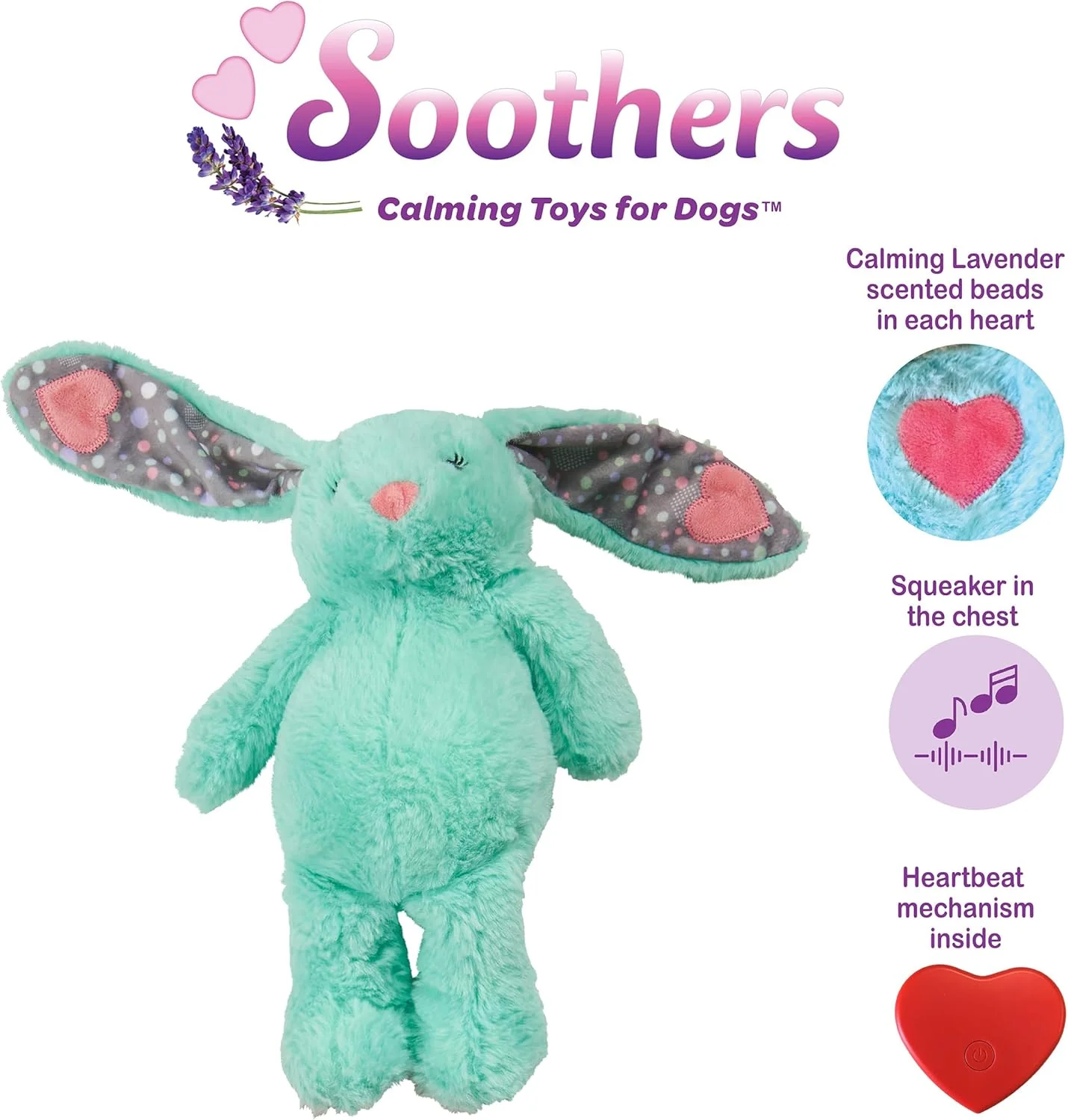 SPOT Soothers Heartbeat Bunny- Calming Toy for Dogs with Heartbeat Pulse, Separation Anxiety Relief and Behavioral Training Aid for Puppy Calming, 12in - Image 3
