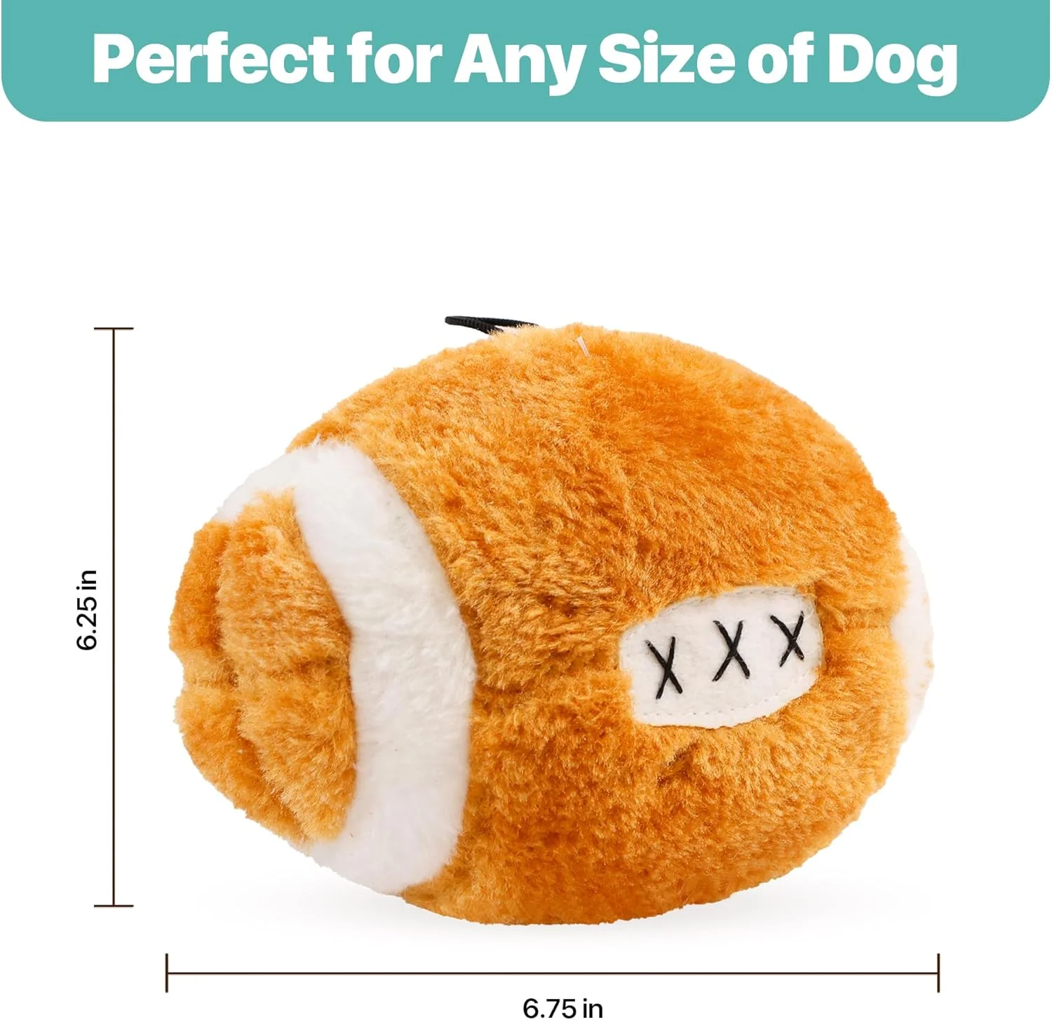 SPOT Plush Football Dog Toy with Squeaker | Soft, Plush Fabric Football Squeak Toy for Small and Large Dog Breeds | Fetch Toy for Throwing and Chasing | 4.5" - Image 7