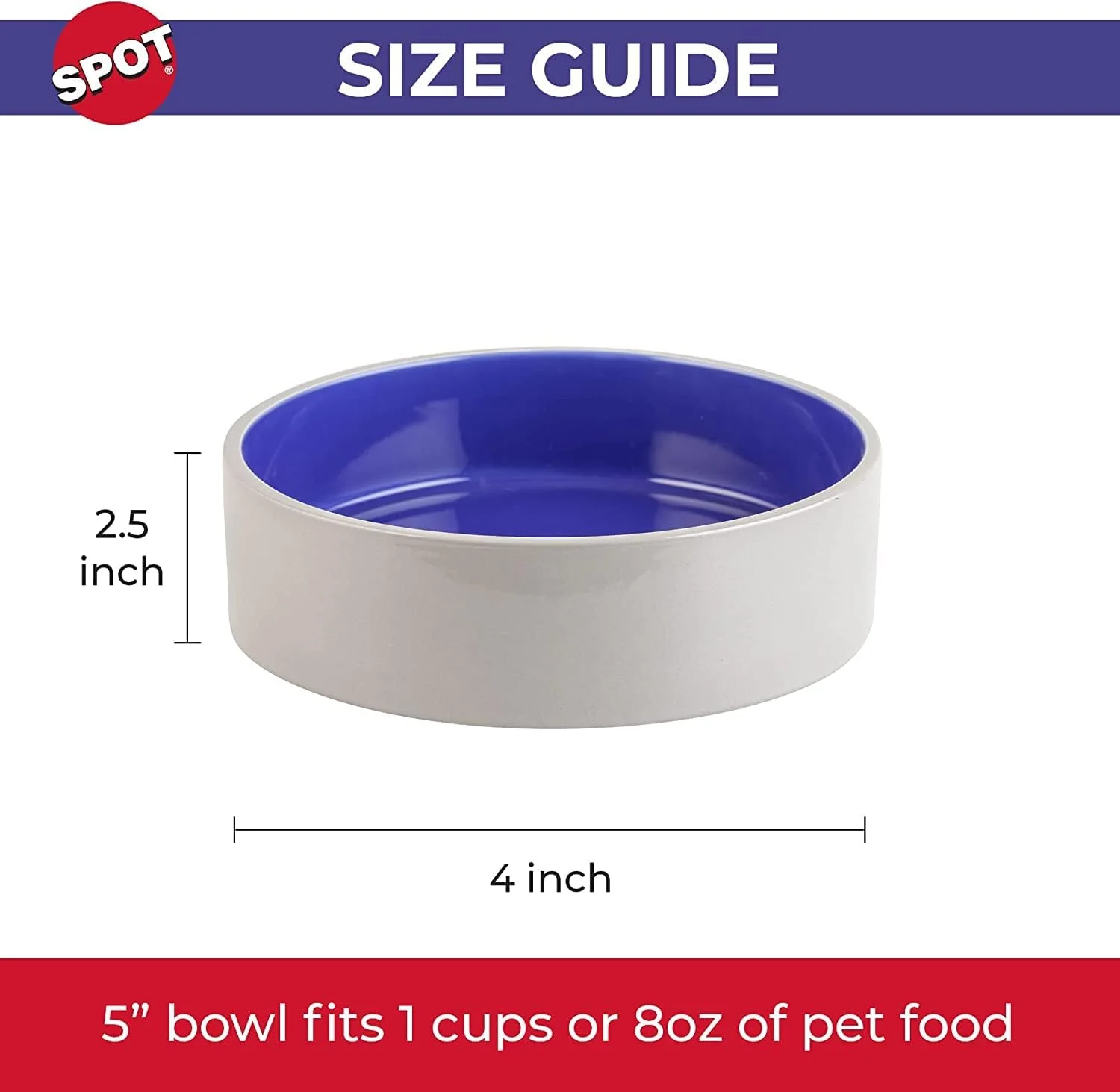 SPOT Standard Crock Dish for Small Animals - Food/Water Bowl for Small Pets, Round Ceramic Bowl with High Walls, Ideal for Birds, Small Cats, Dishwasher Safe - 4 inch, 1 Cup (8oz) - Image 5