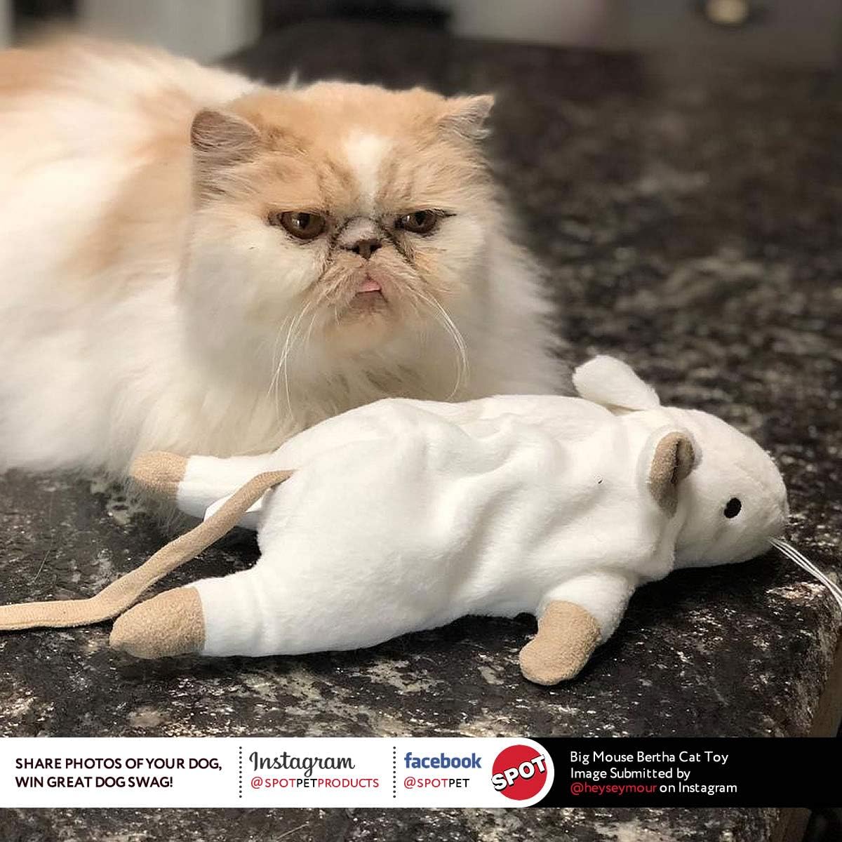 SPOT Big Mouse Bertha with Catnip - Lifelike Cat Toy, Fuzzy Mice with Catnip and Crinkle Sound, Large Size for Cuddling, Chasing, Playing - 7in Plush Toys, Assorted Colors - Image 9
