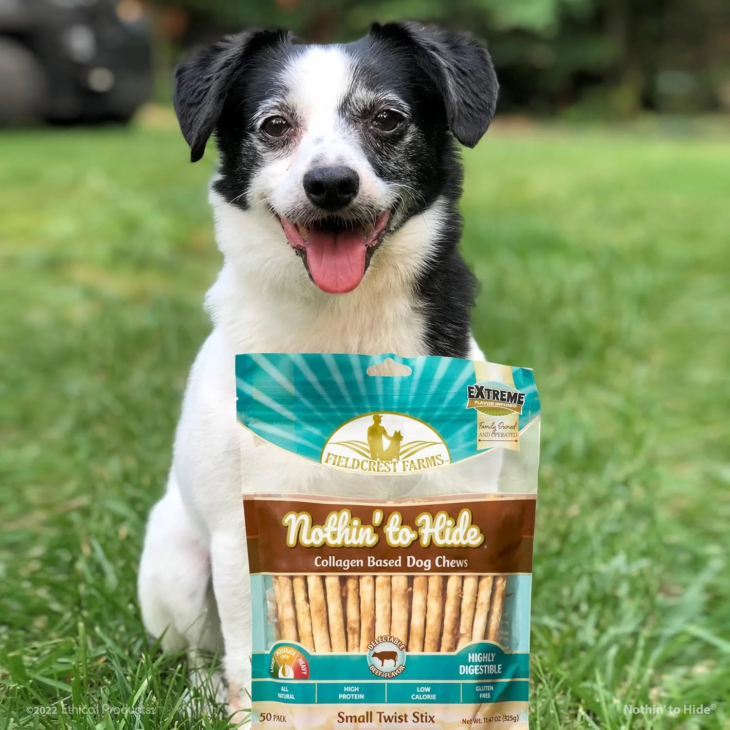 Fieldcrest Farms Nothin' to Hide Twist Stix, Beef Flavor, Easily Digestible, Supports Skin, Coat, Joints & Muscles, for Moderate Chewers Under 15lbs, 50 Pieces - Image 4