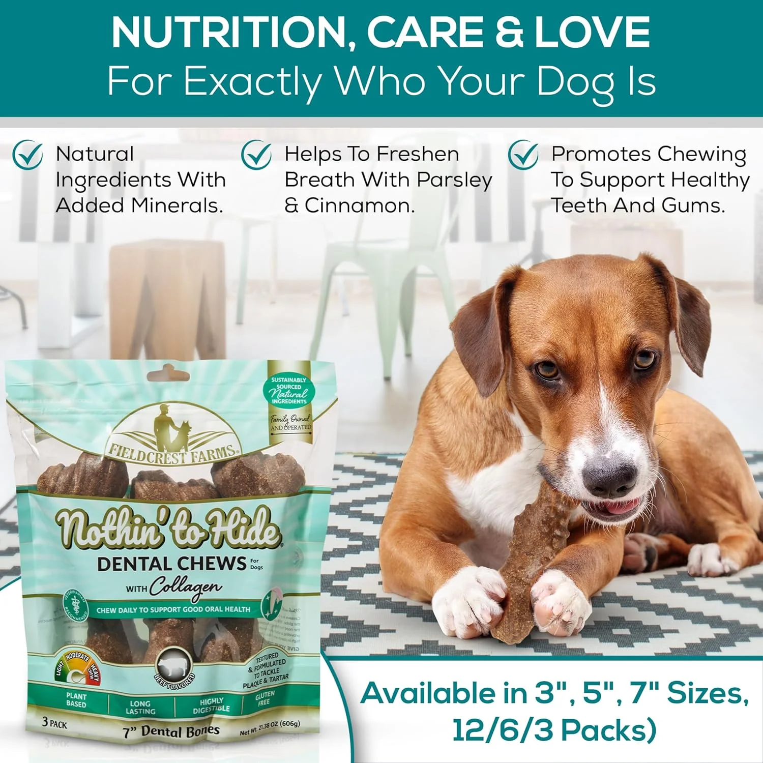 Dental Chews for Dogs, Bone (3inches, 12count Pack) – Tackles Plaque, Tartar, Promotes Dental Health – w/Collagen, Organic, Gluten-Free - Image 5