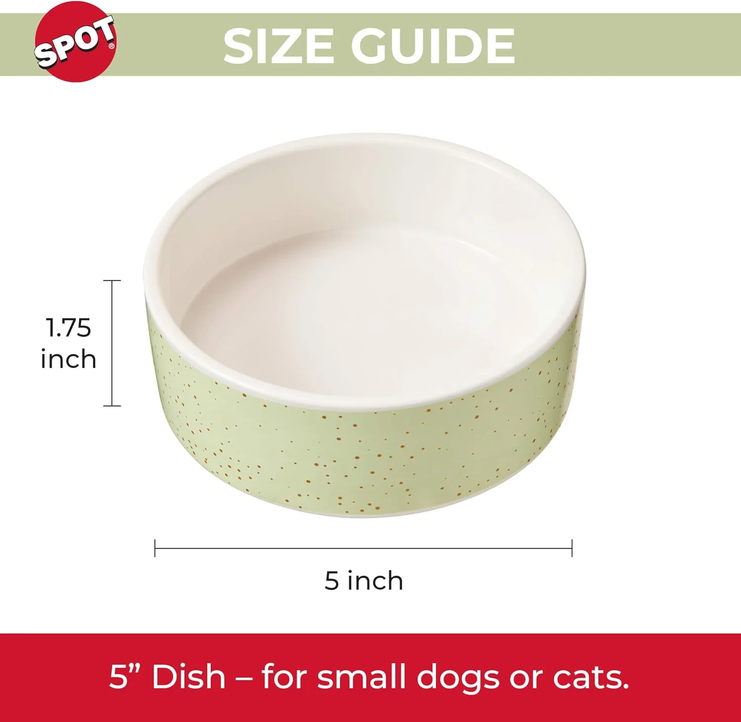 SPOT Speckled Stoneware- Round Ceramic Food/Water Bowl for Pets, Dishwasher Safe, Ideal for Small Dogs, Cats, Reptiles, Large Birds - Image 4