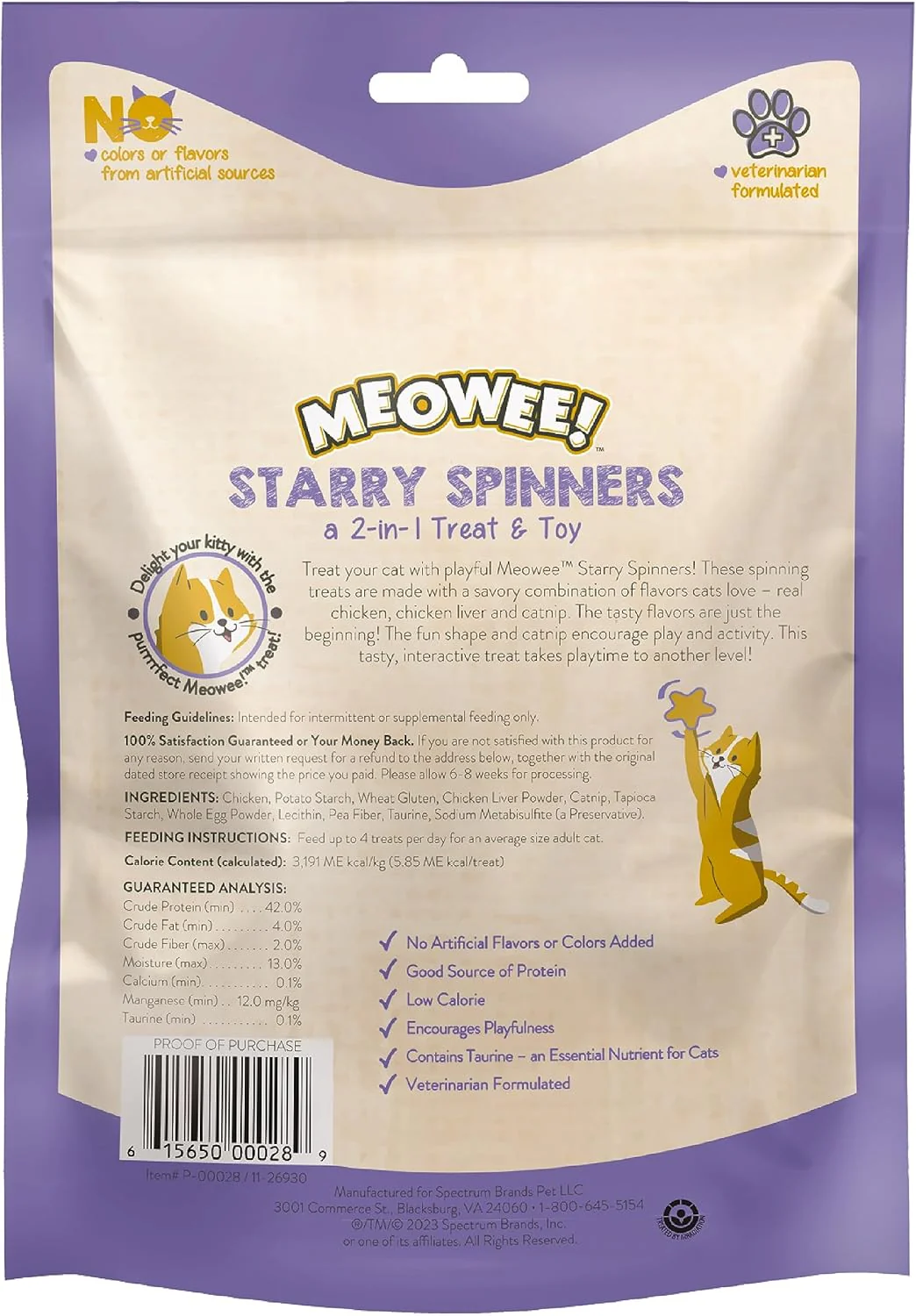Starry Spinners Cat Treat, 2-in-1 Treat & Toy Made with Real Chicken, Chicken Liver & Catnip, Encourages Playfulness & Low Calorie - Image 3
