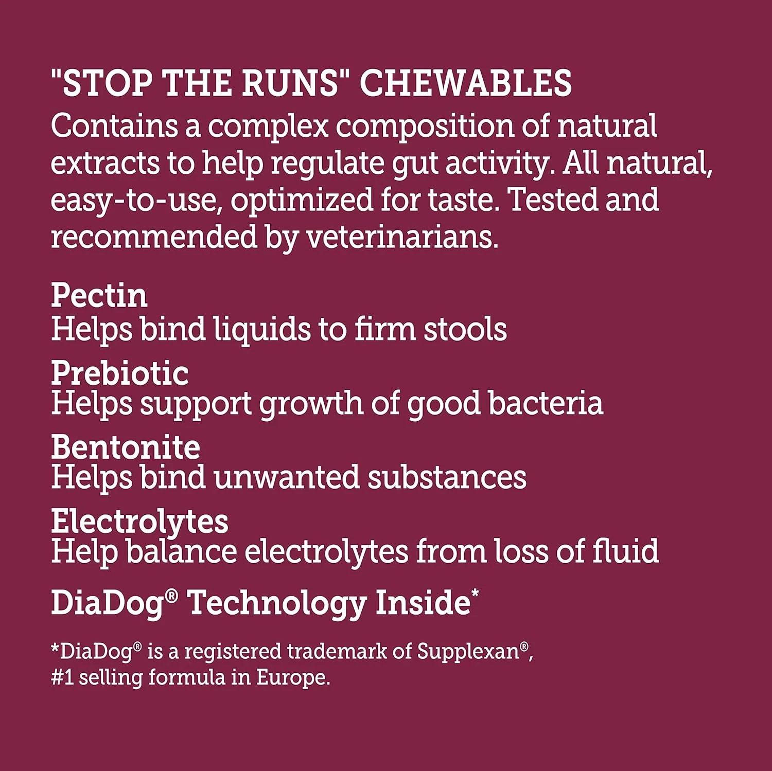 Stop The Runs | Dog Anti Diarrhea Medicine | 6 Count Chewable | Chicken Flavor - Image 3