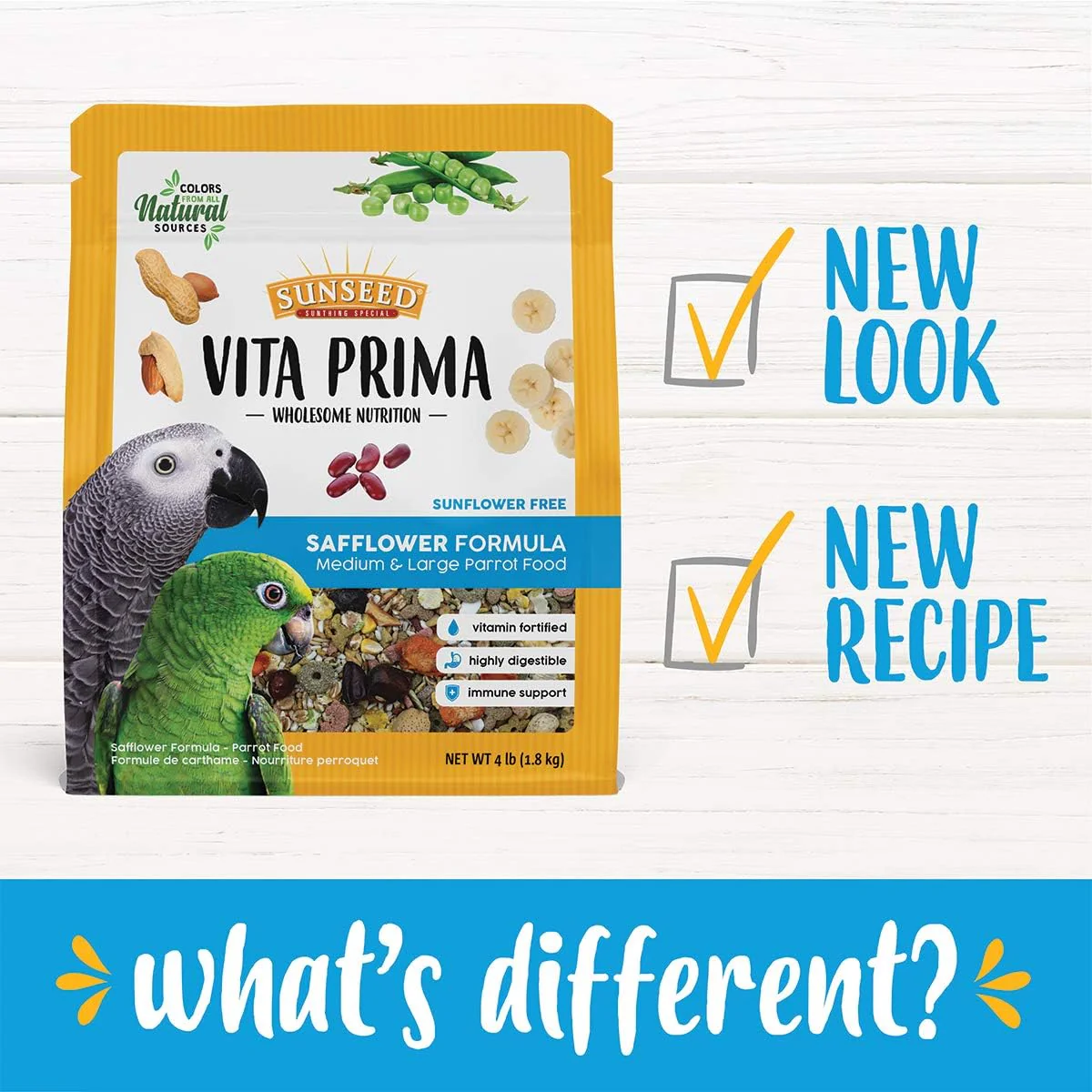 Sunseed Vita Prima Wholesome Nutrition Safflower Formula Large Parrot Food, 4 LBS, Model Number: 59758 - Image 3
