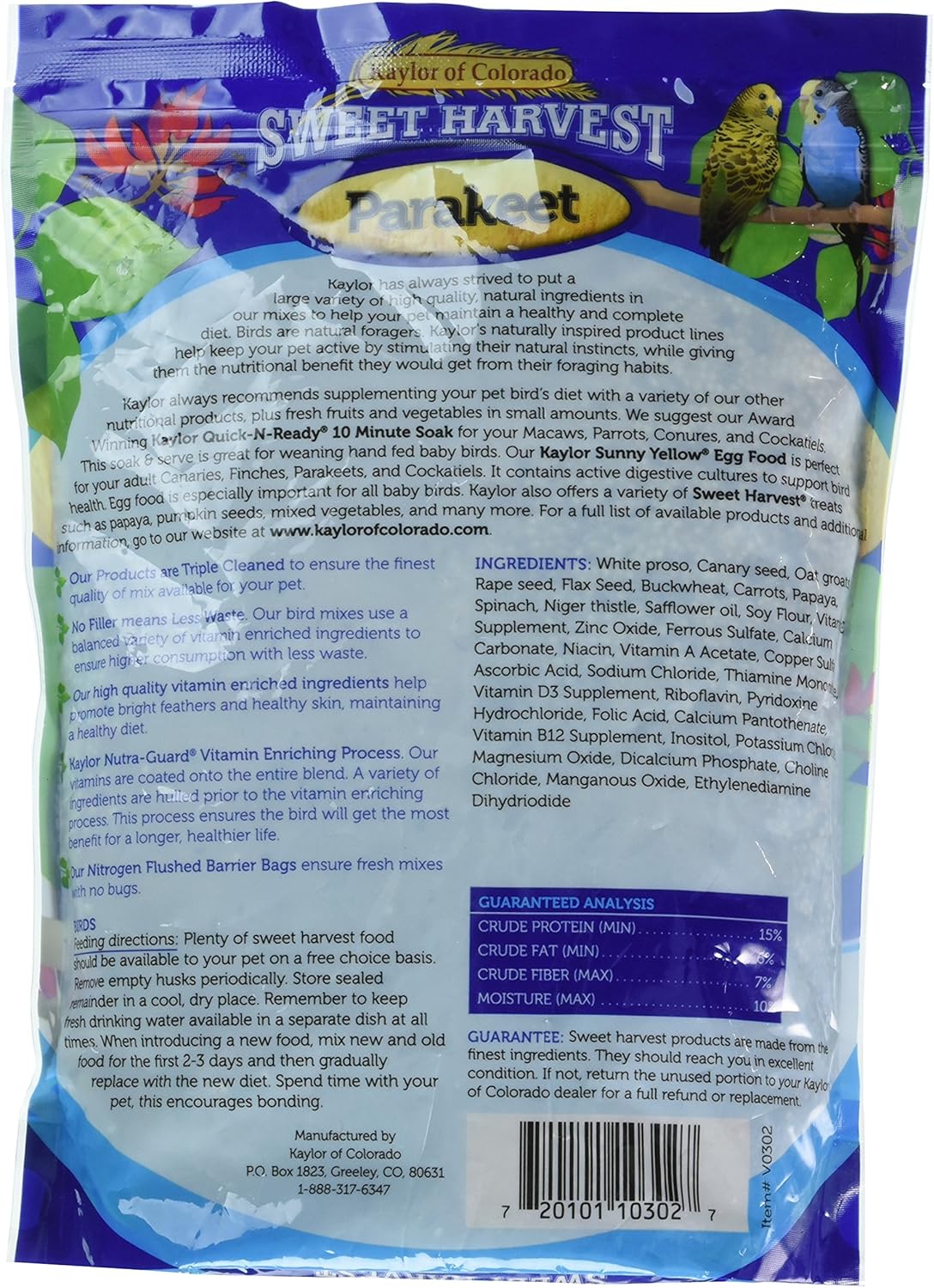 Sweet Harvest Kaylor-Made Parakeet Food - Image 2